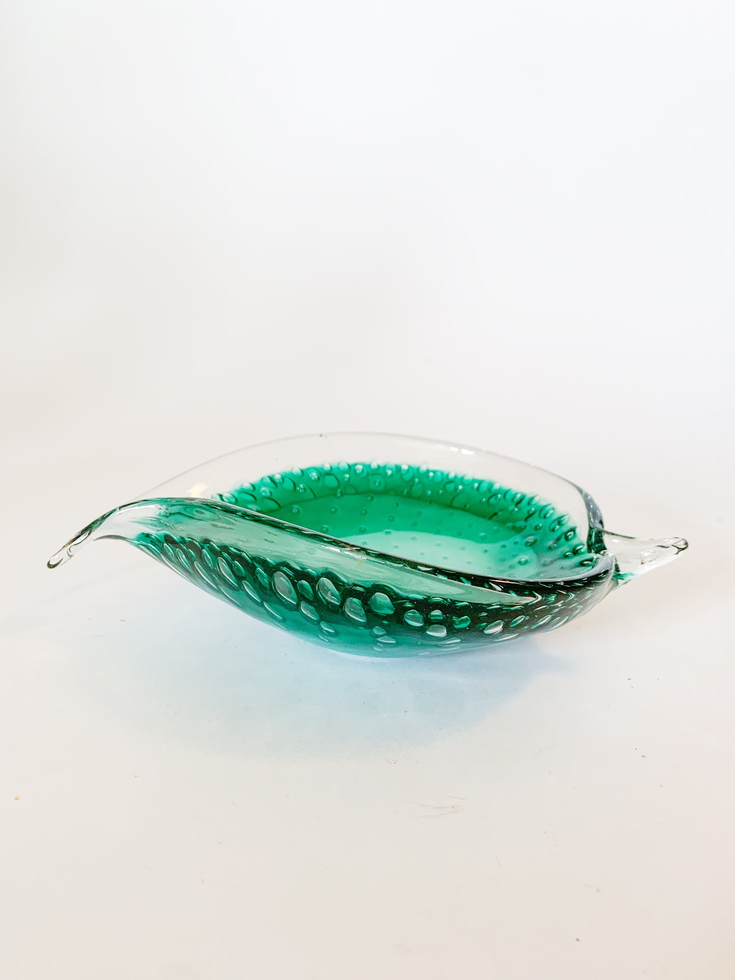 Vintage Murano Hand Blown Glass Leaf Catchall Dish