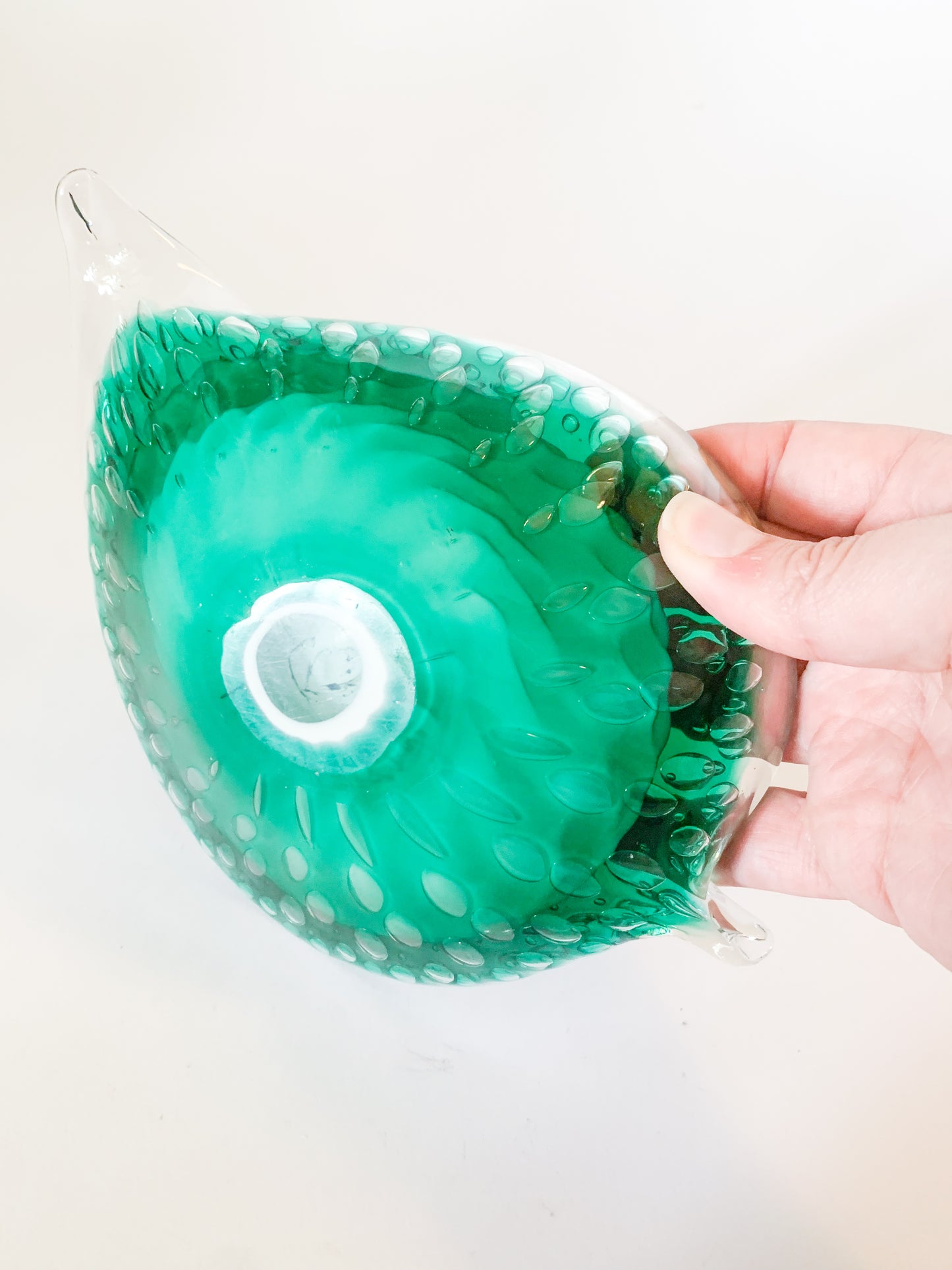 Vintage Murano Hand Blown Glass Leaf Catchall Dish