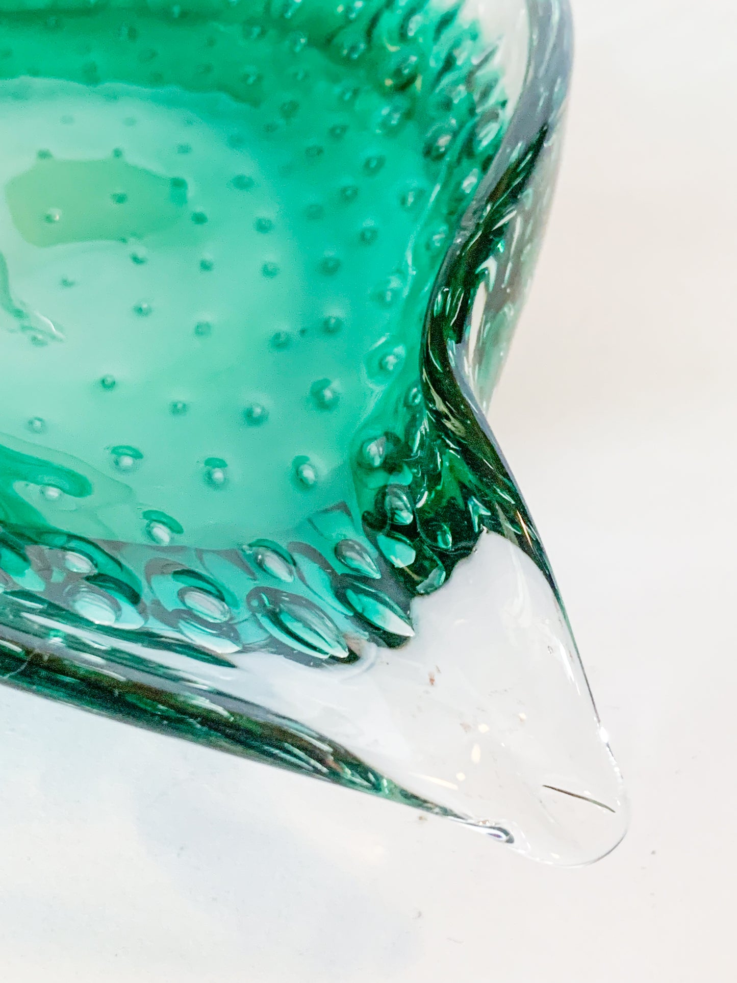 Vintage Murano Hand Blown Glass Leaf Catchall Dish