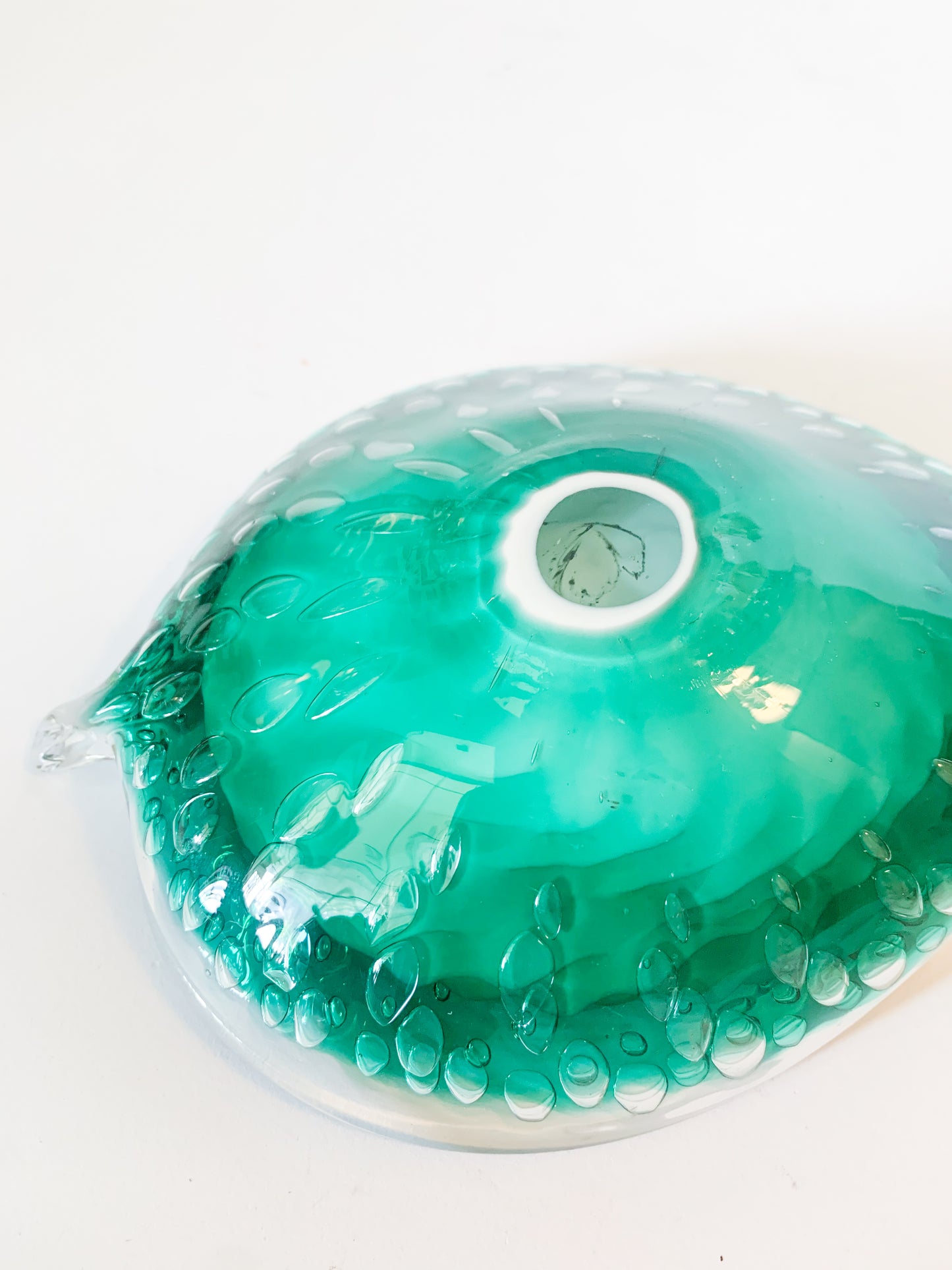 Vintage Murano Hand Blown Glass Leaf Catchall Dish