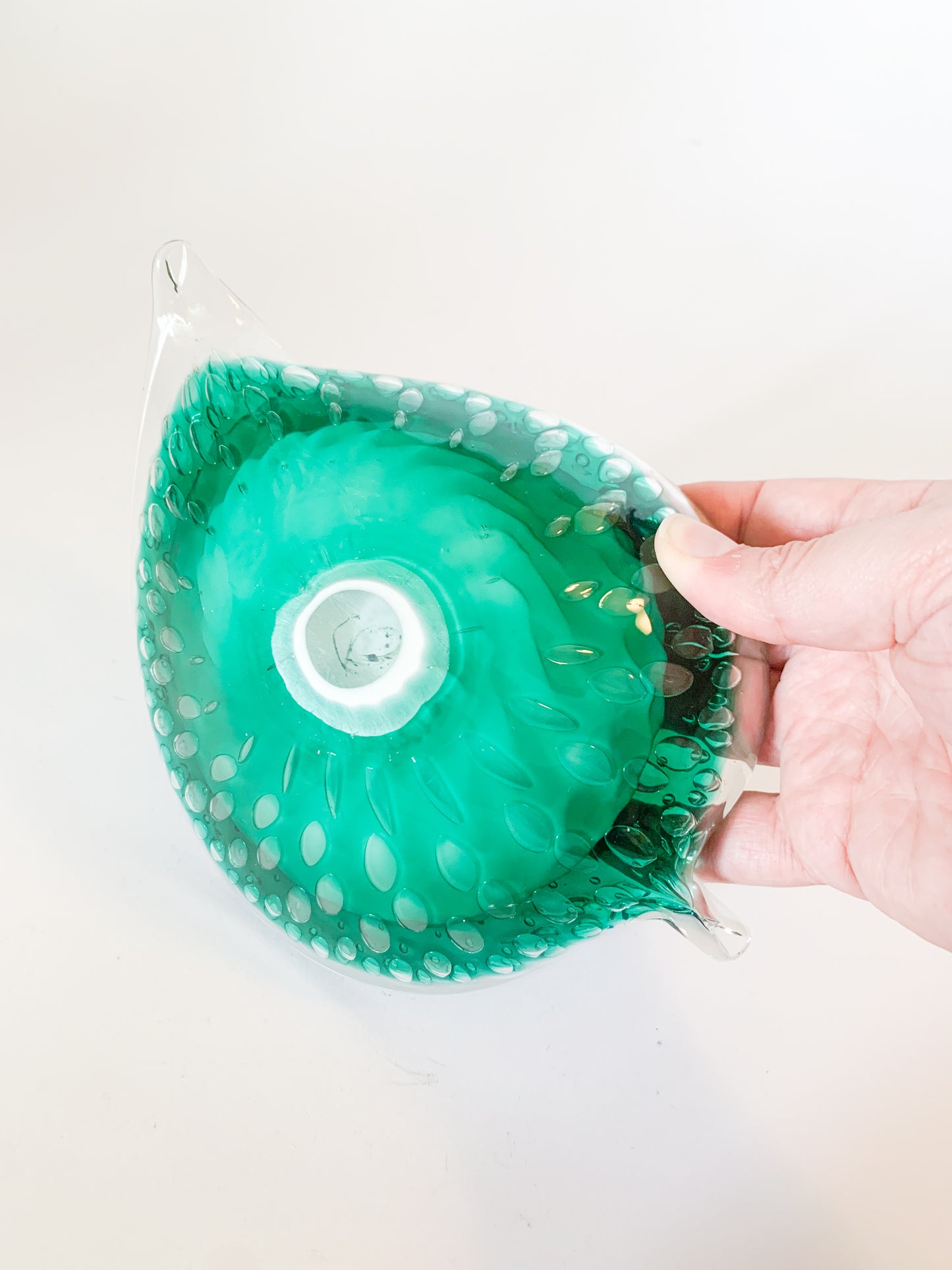 Vintage Murano Hand Blown Glass Leaf Catchall Dish