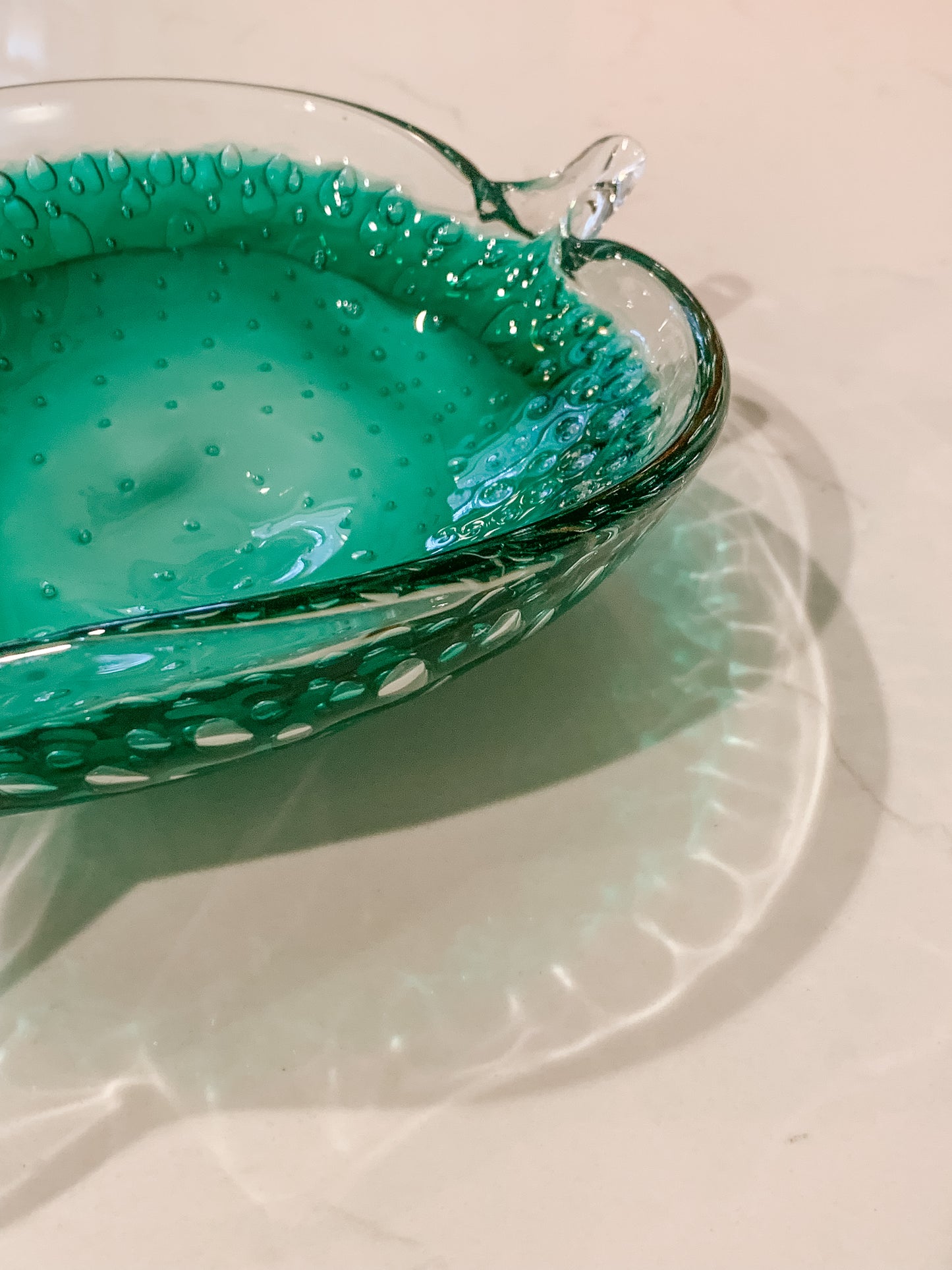 Vintage Murano Hand Blown Glass Leaf Catchall Dish