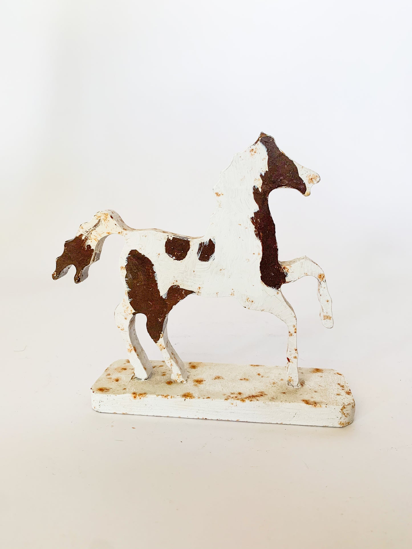 Vintage Folk Art Cast Iron Horse Door Stopper Object