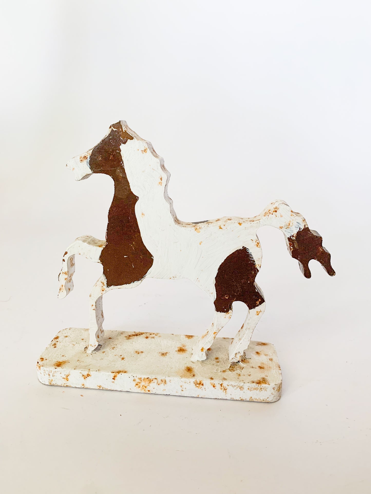 Vintage Folk Art Cast Iron Horse Door Stopper Object