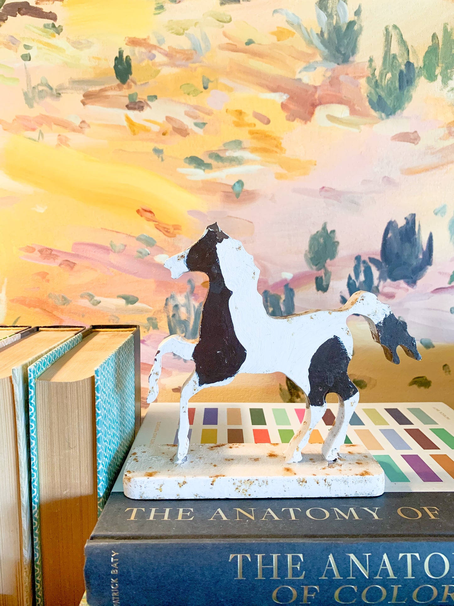 Vintage Folk Art Cast Iron Horse Door Stopper Object