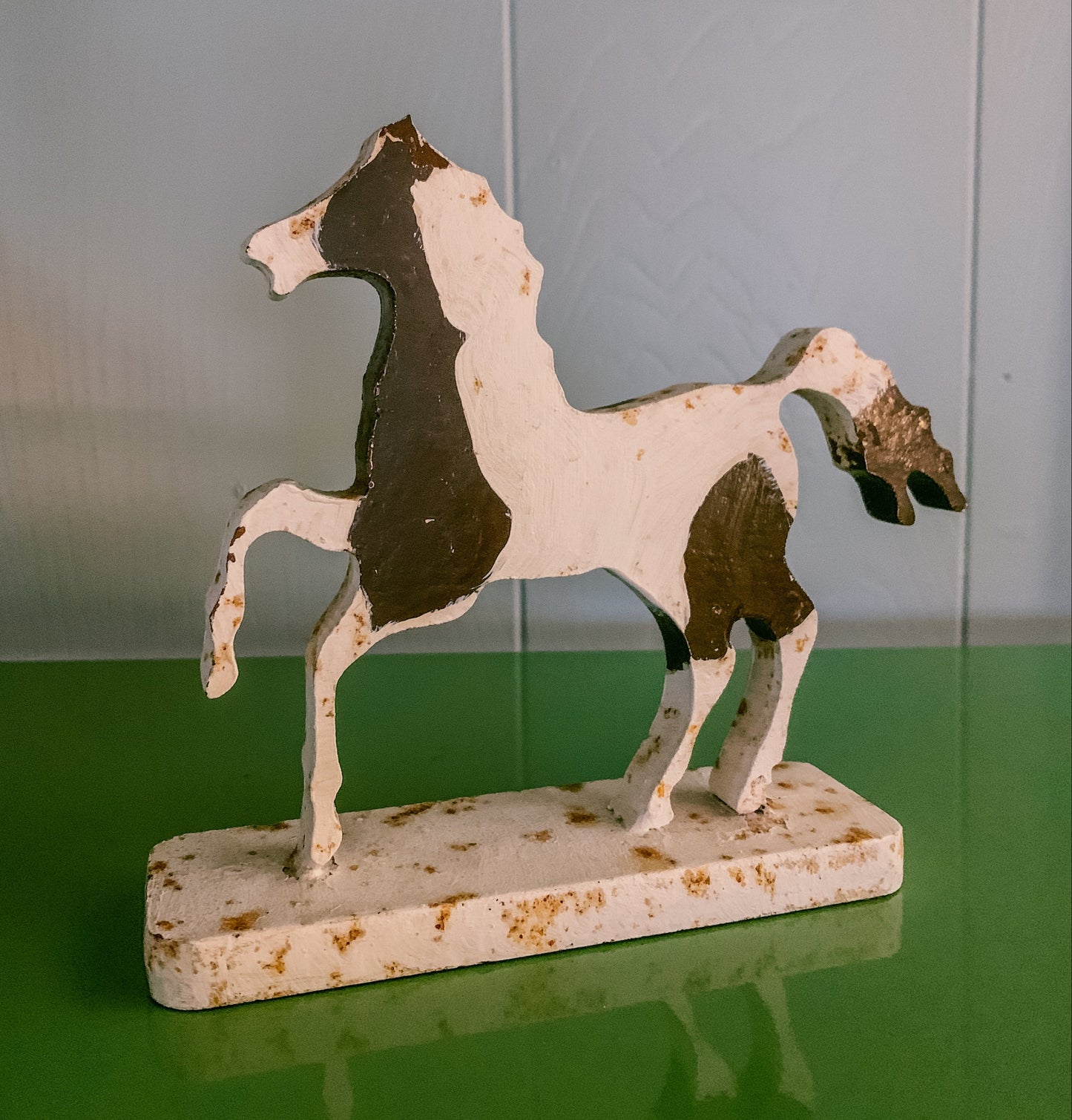 Vintage Folk Art Cast Iron Horse Door Stopper Object