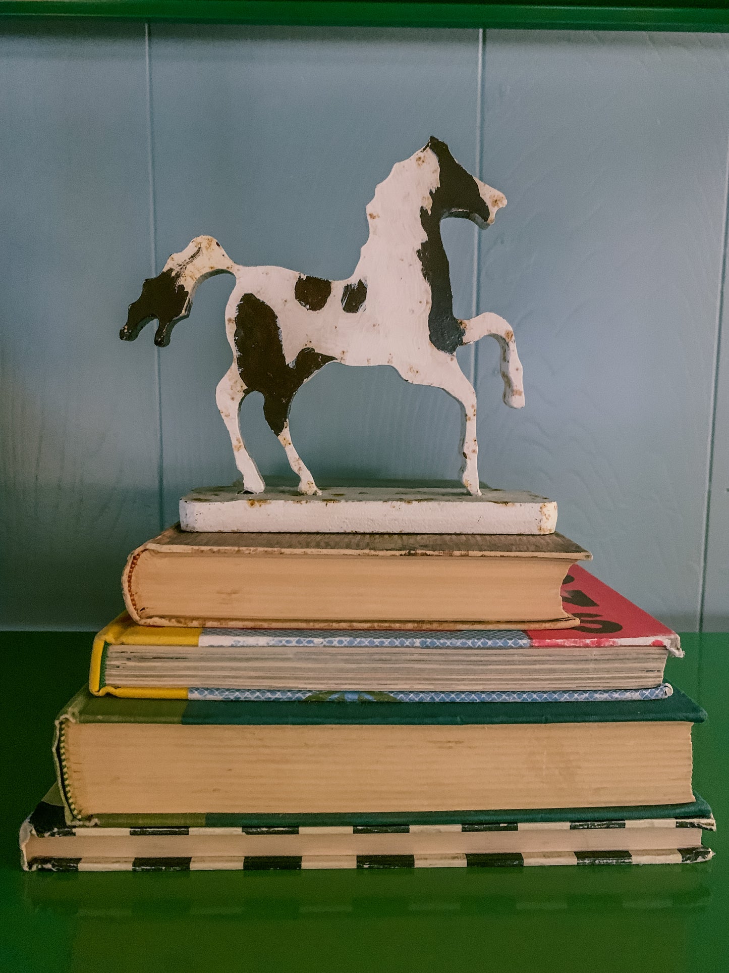 Vintage Folk Art Cast Iron Horse Door Stopper Object