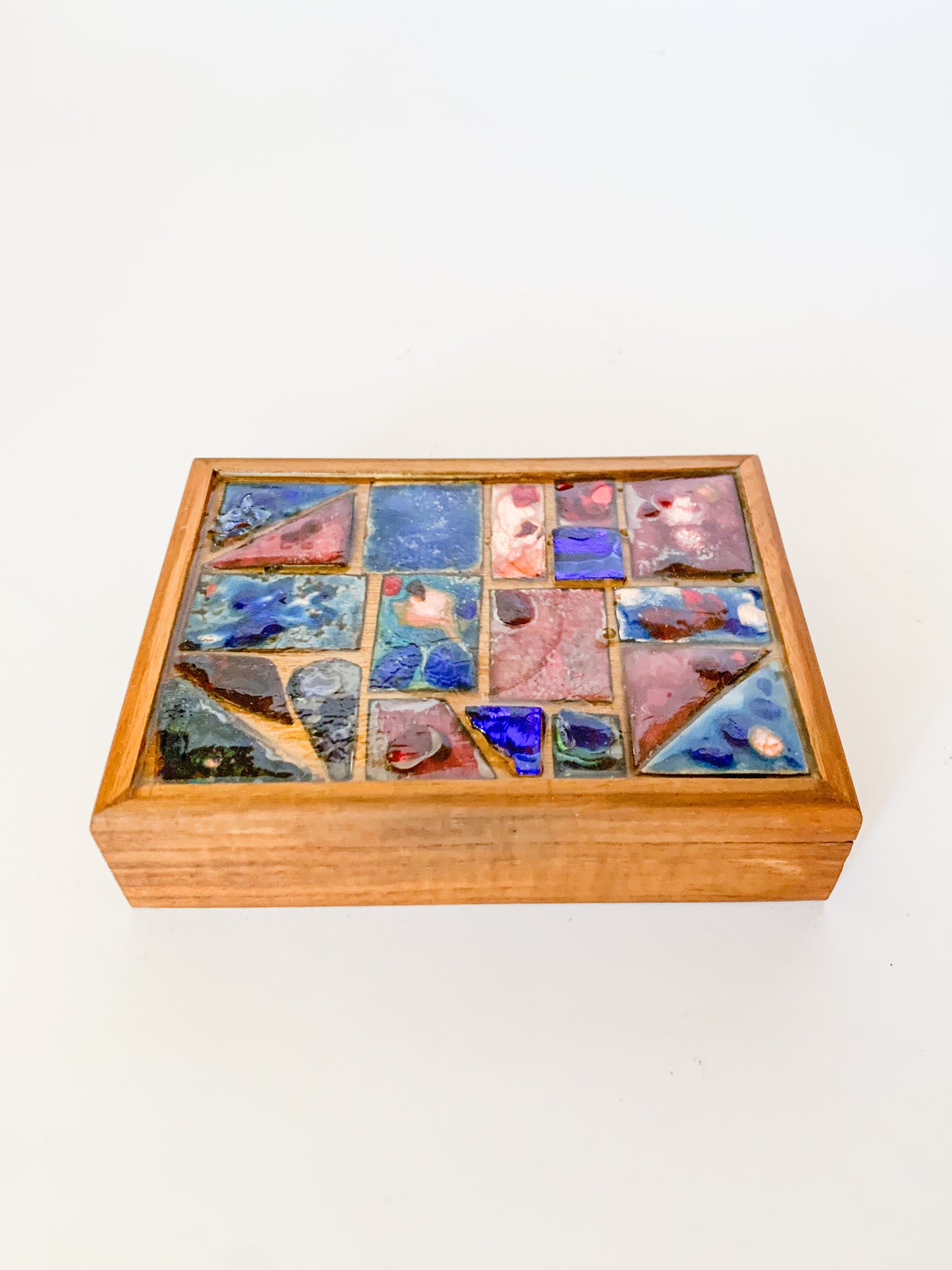 Mid-Century Enameled Copper Art Inlay Box