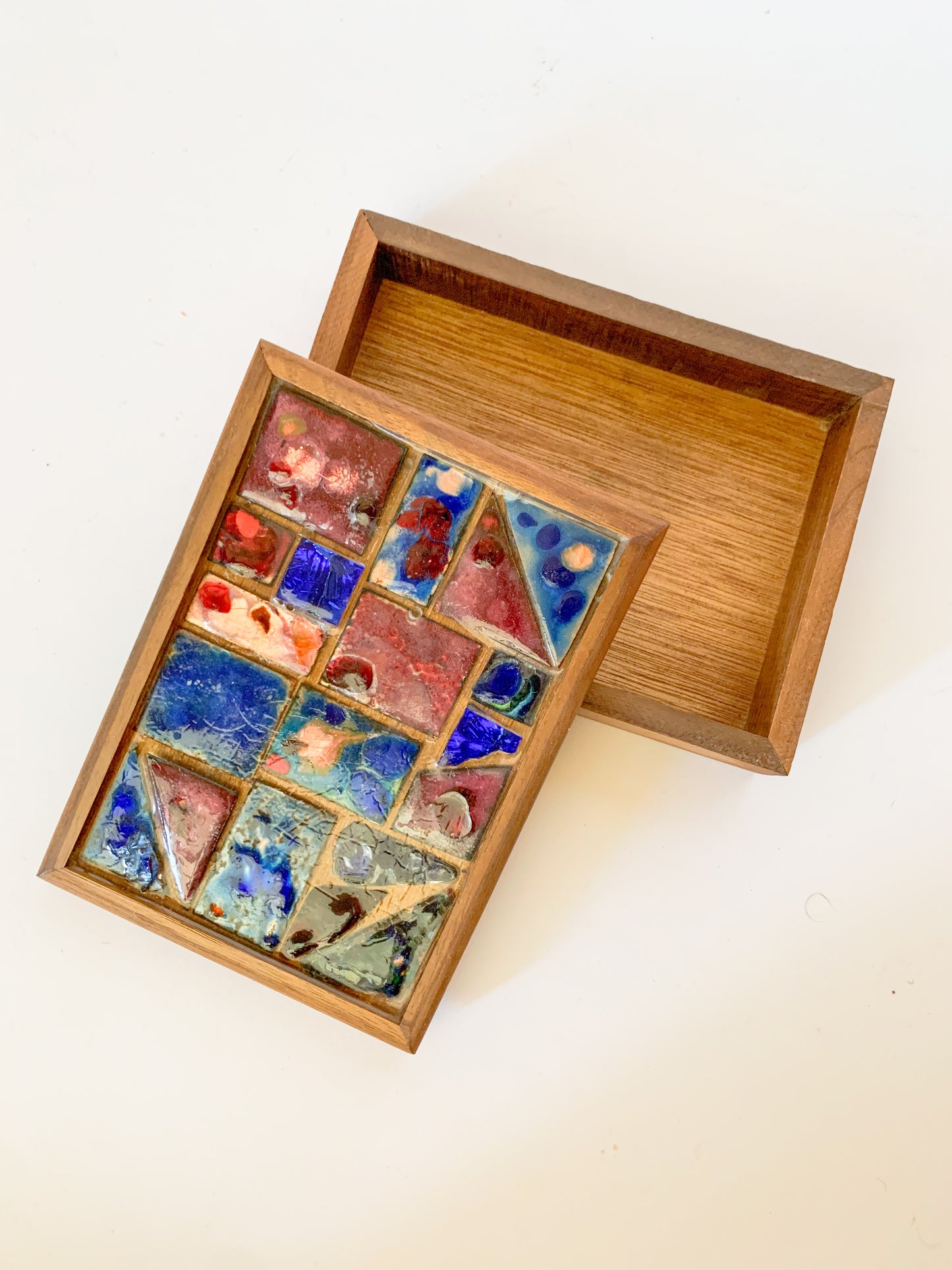 Mid-Century Enameled Copper Art Inlay Box