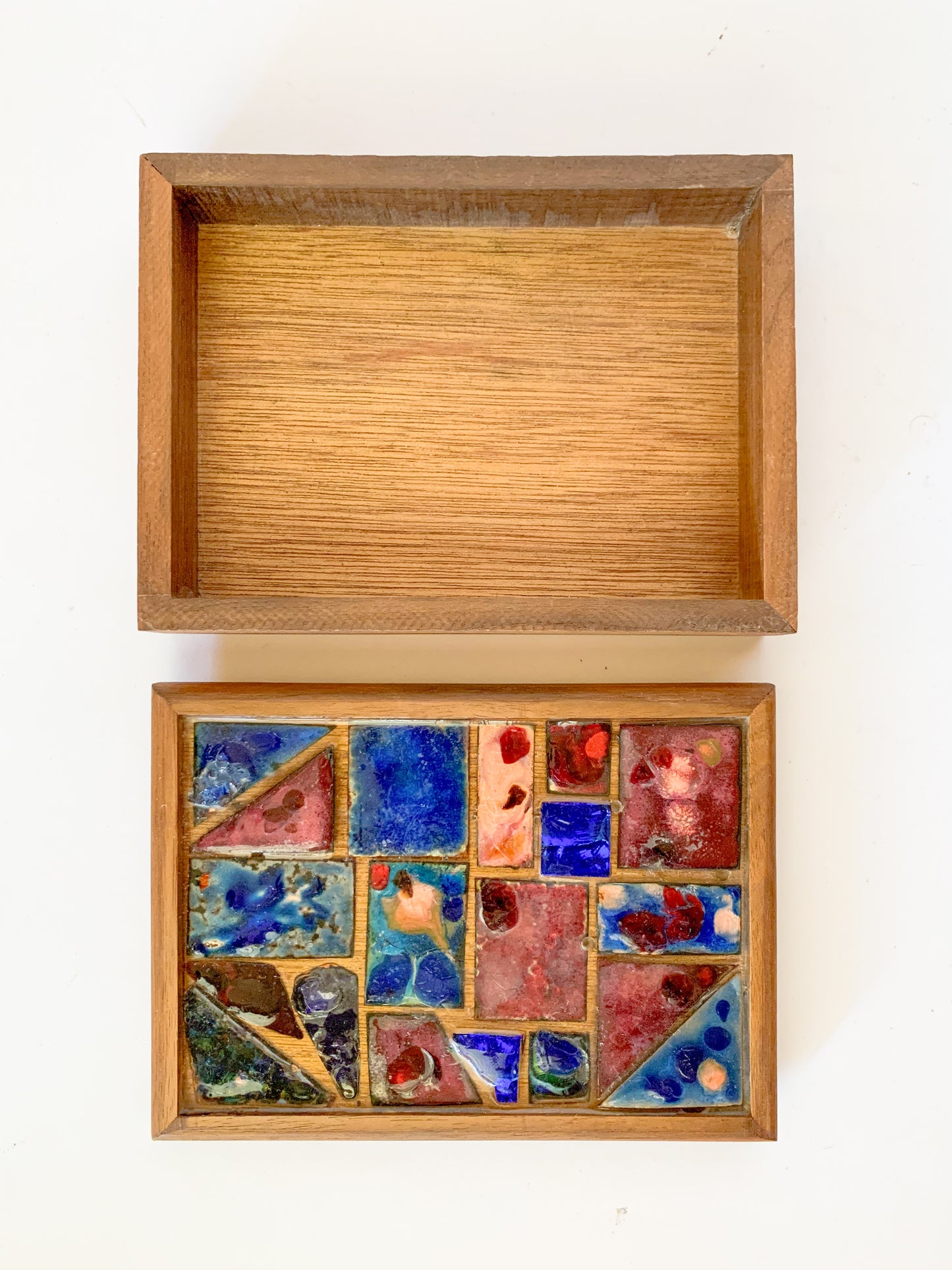Mid-Century Enameled Copper Art Inlay Box