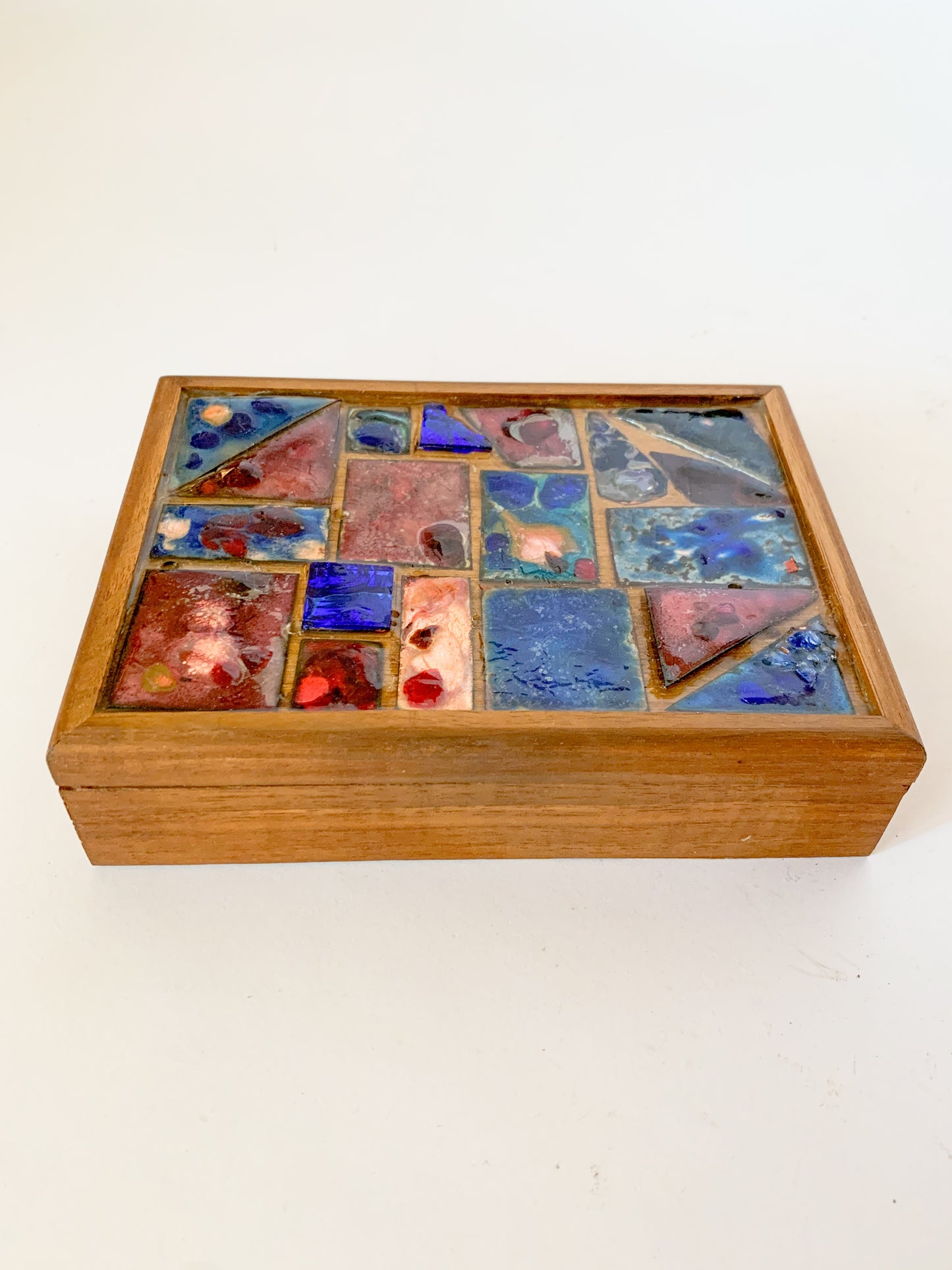 Mid-Century Enameled Copper Art Inlay Box