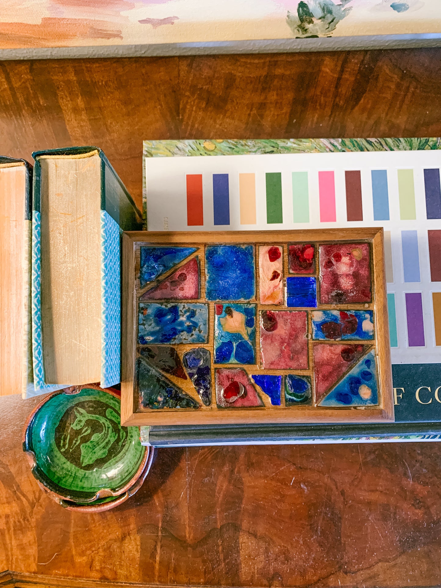 Mid-Century Enameled Copper Art Inlay Box