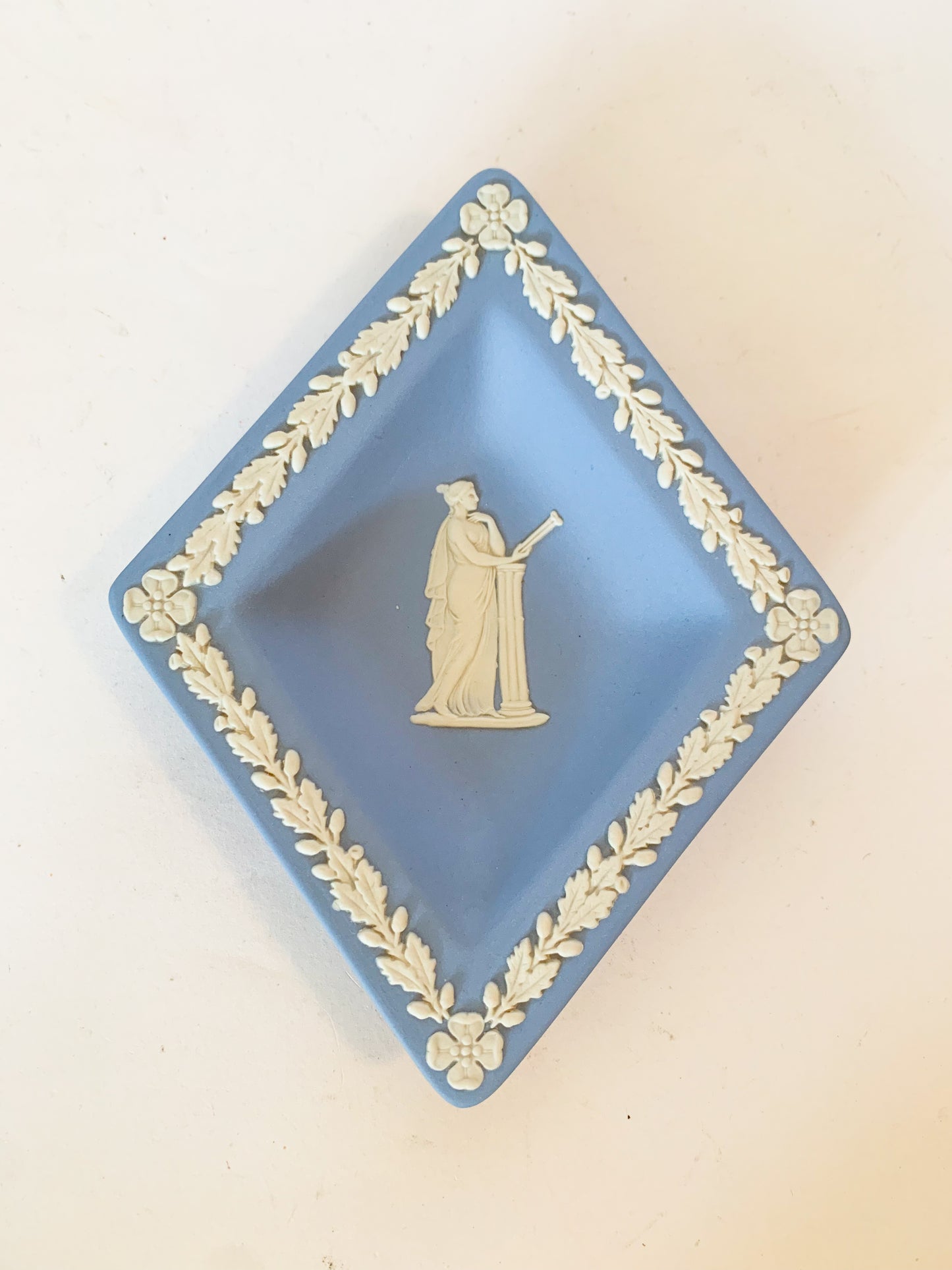 1960s Wedgwood Blue Jasperware Diamond trinket dish
