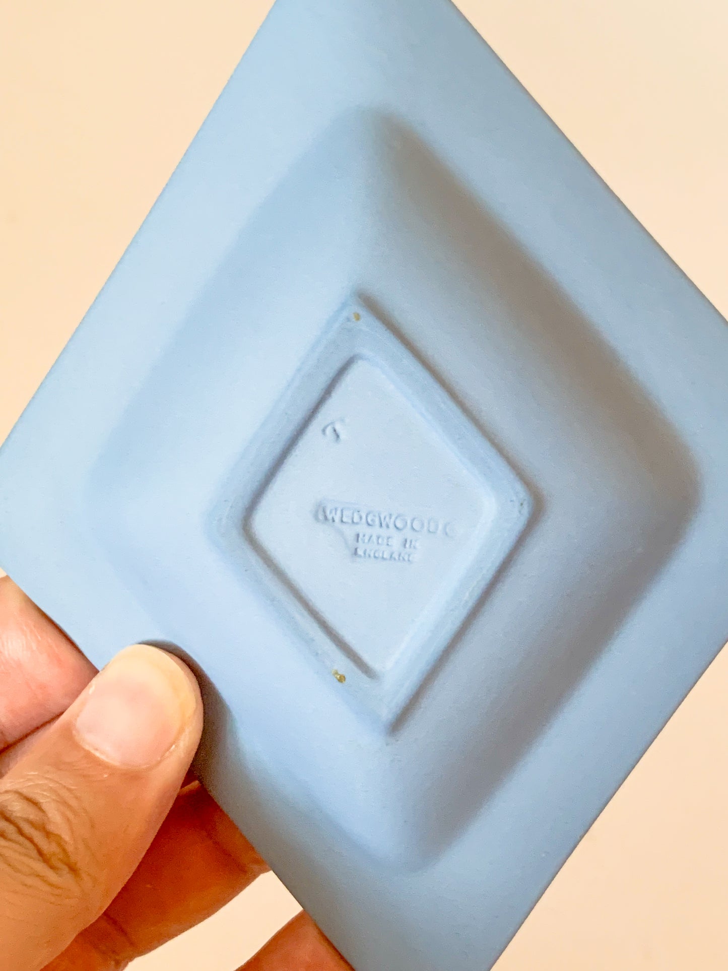 1960s Wedgwood Blue Jasperware Diamond trinket dish