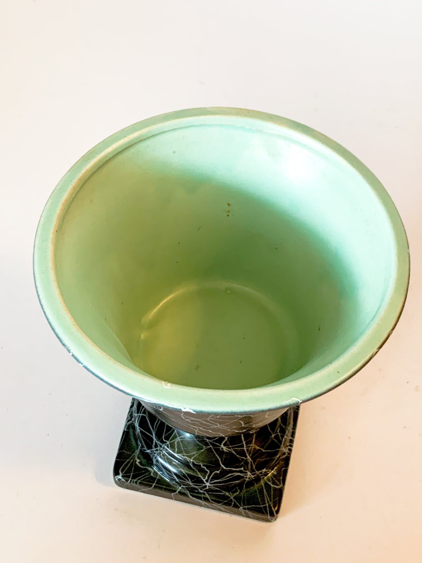 Mid-Century Modern Black Splatterware Pedestal Urn Vase