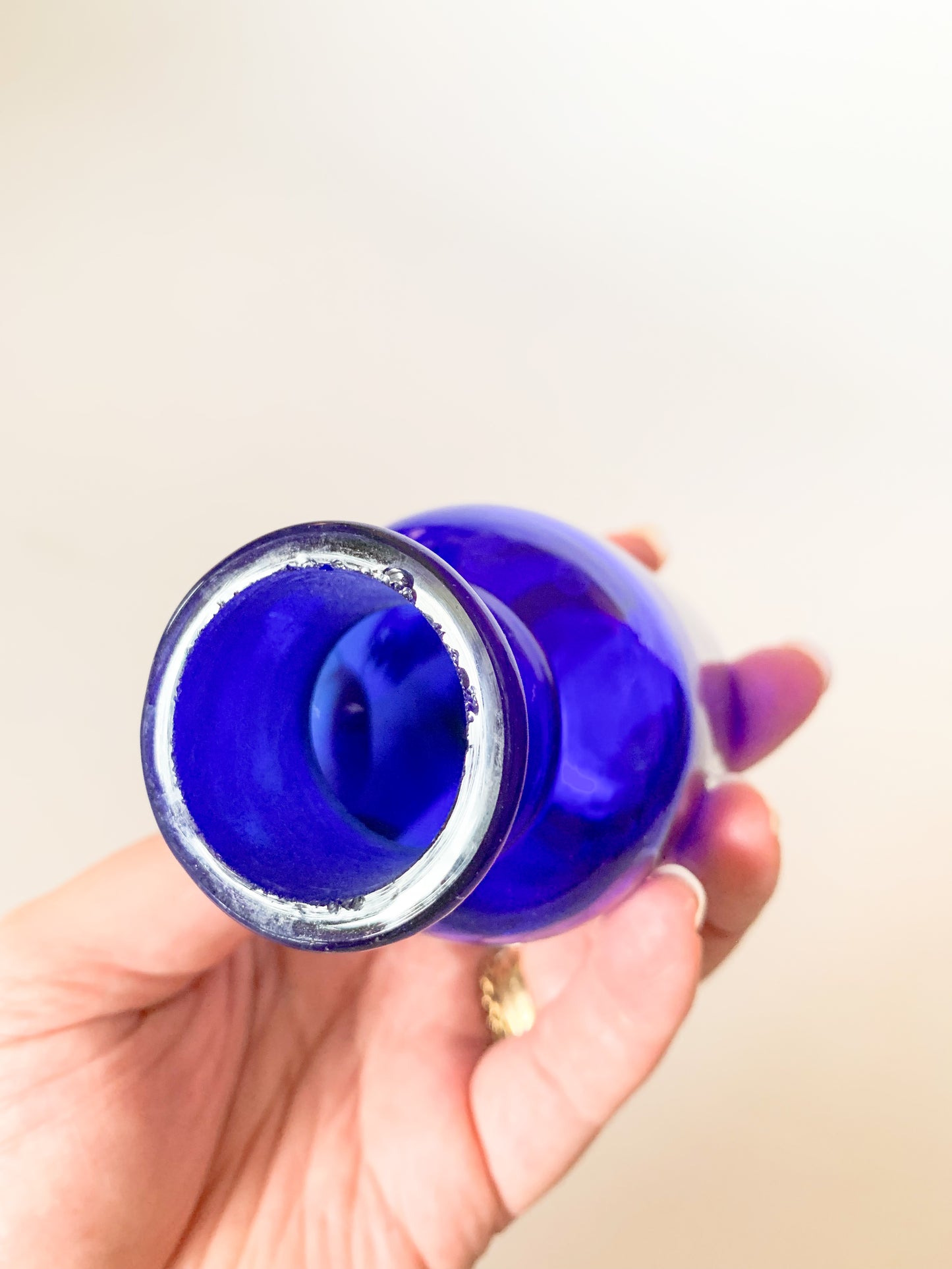 Vintage Cobalt French Apothecary Bottle, Small