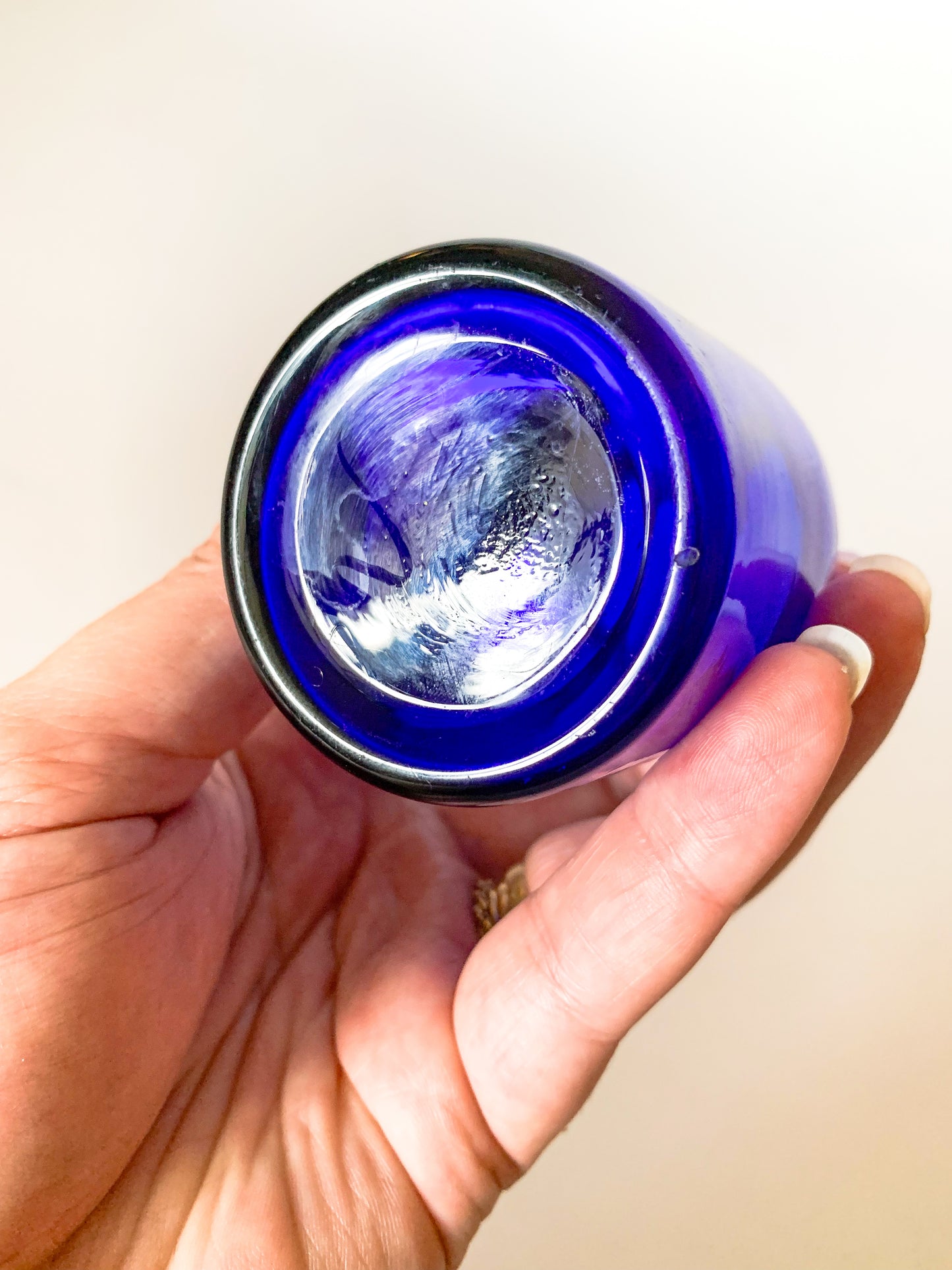 Vintage Cobalt French Apothecary Bottle, Small