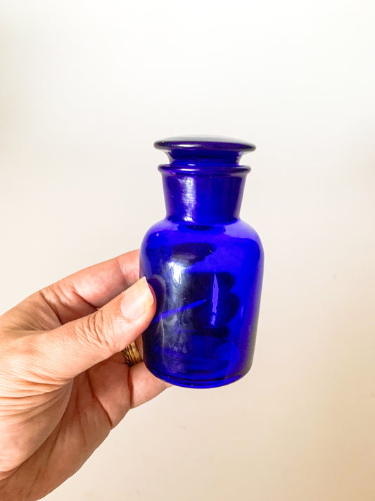 Vintage Cobalt French Apothecary Bottle, Small