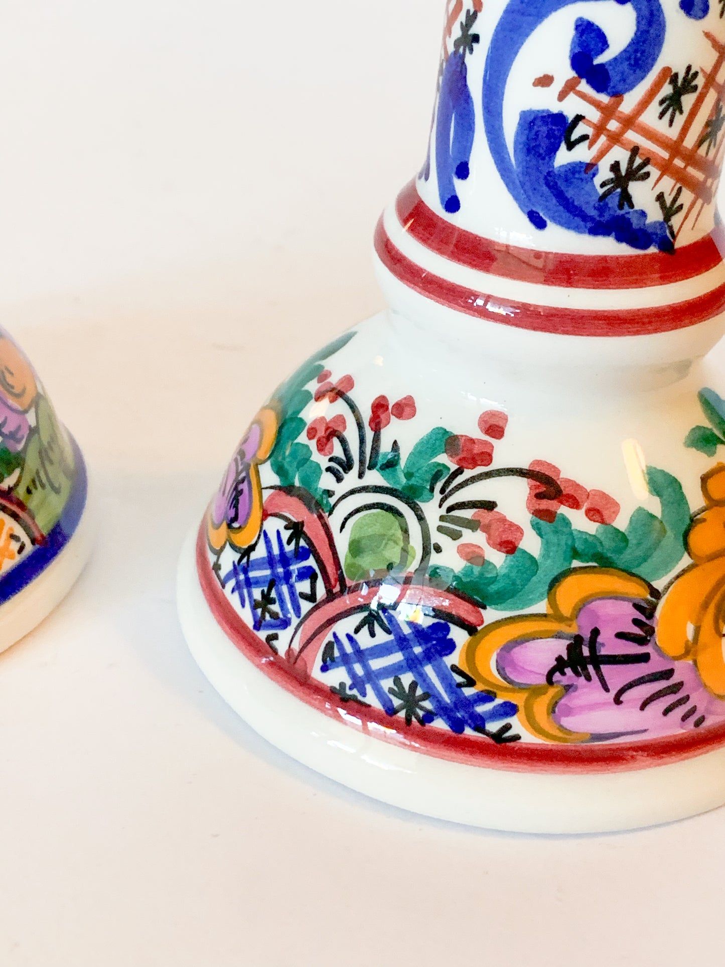 Vintage Ceramic Candlesticks Hand Painted in Greece