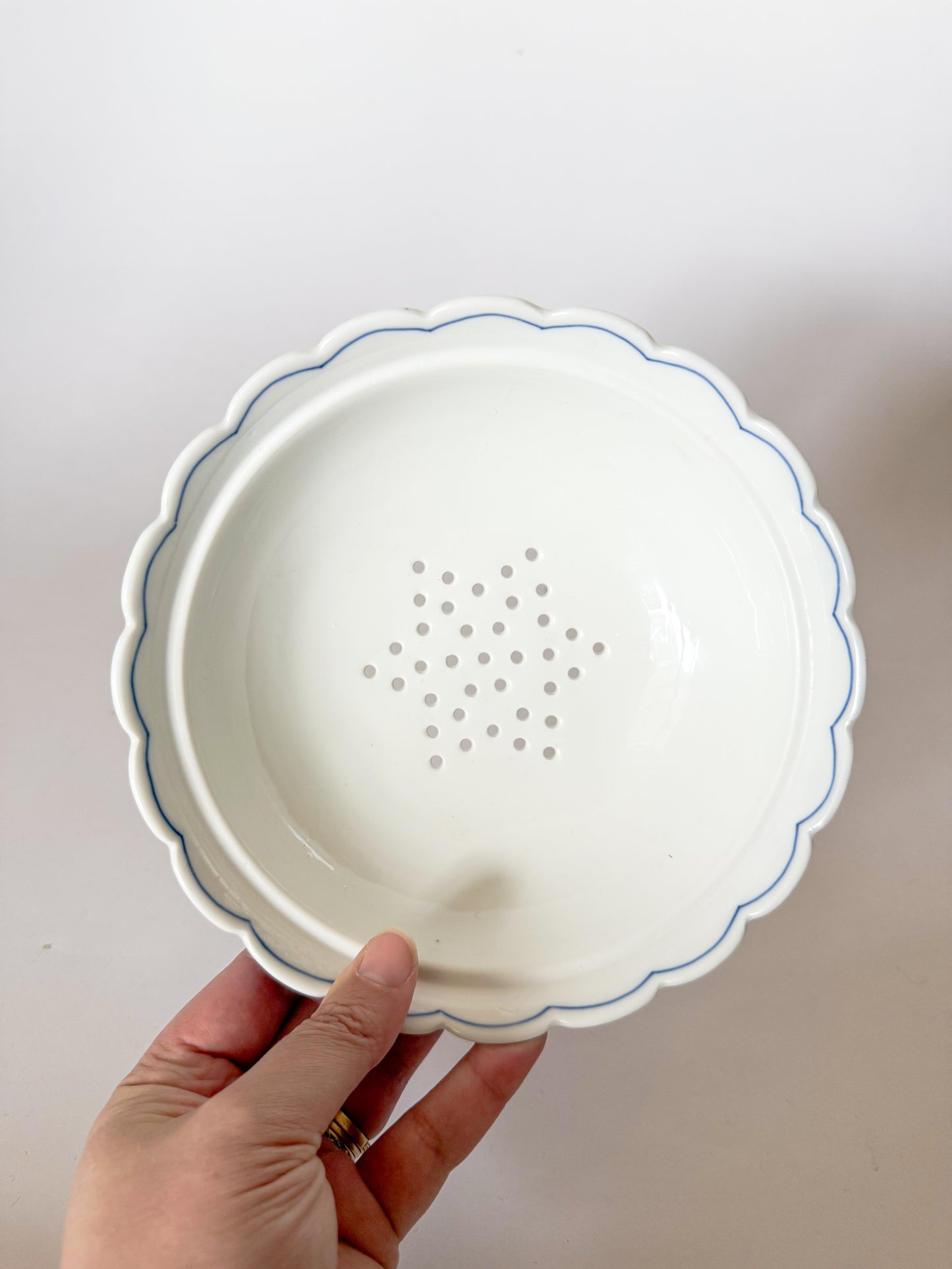 19th Century Franziska Hirsch Porcelain Scalloped Blue Onion Berry Bowl