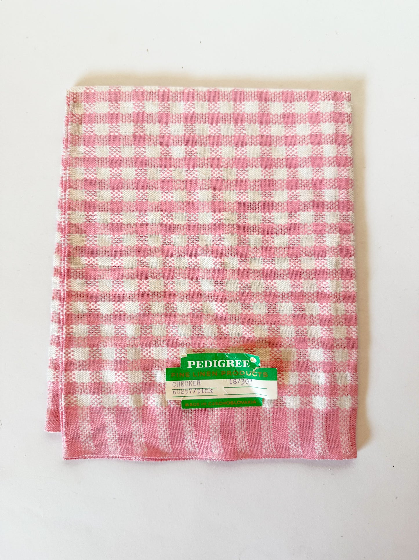 Vintage Linen Tea Towel - Pink Gingham