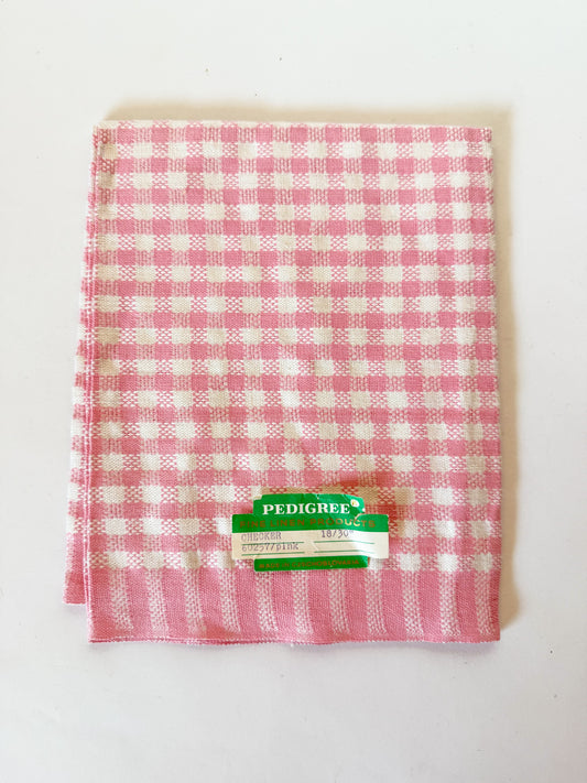 Vintage Linen Tea Towel - Pink Gingham