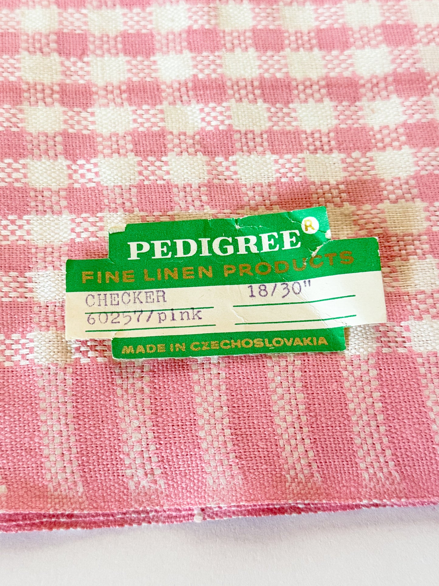 Vintage Linen Tea Towel - Pink Gingham