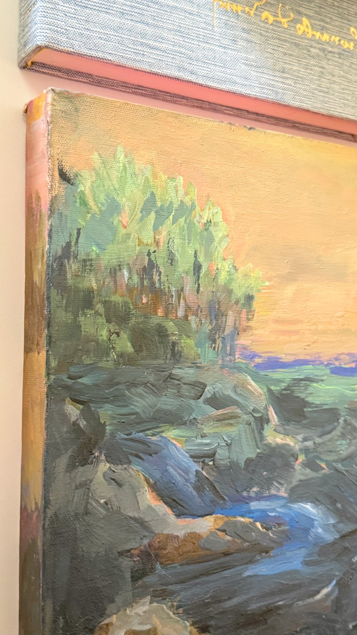 Winding River Landscape Oil Painting on Stretched Canvas by Irene Stone