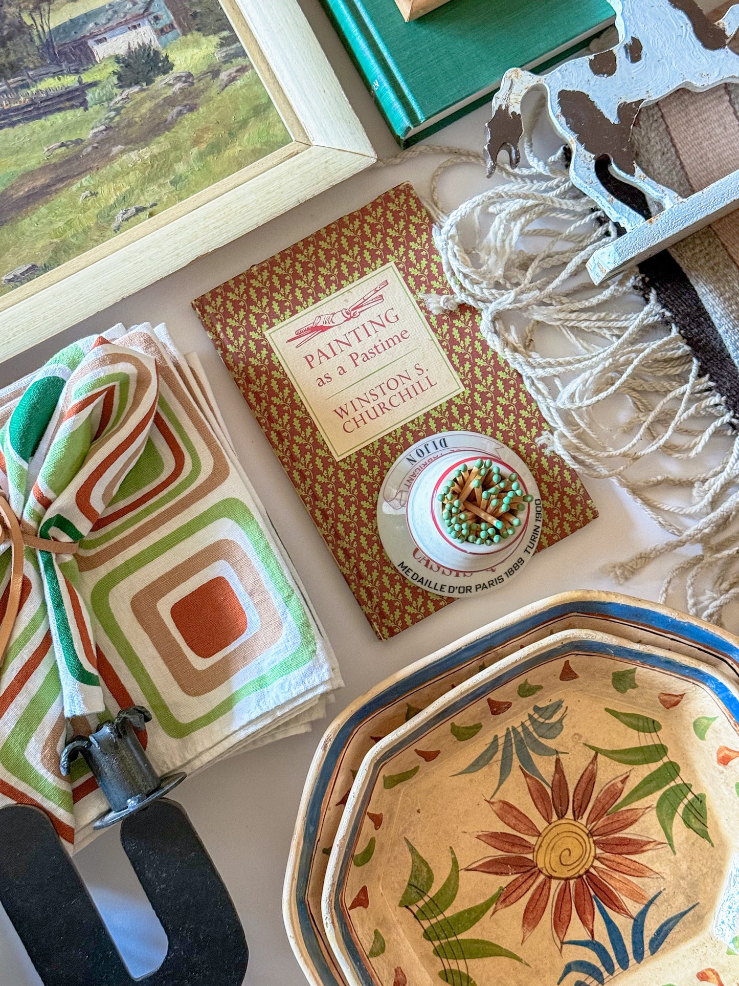 Vintage Cream Mexican Tlaquepaque Pottery Nesting Bowls, Sold Separately