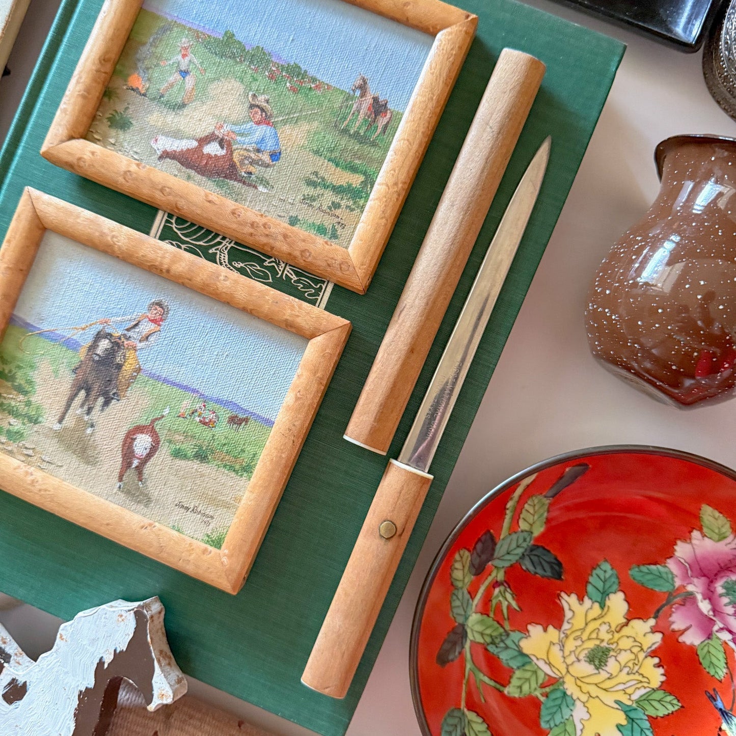 Vintage 1950s-60s Japanese Wood and Stainless Letter Knife Opener