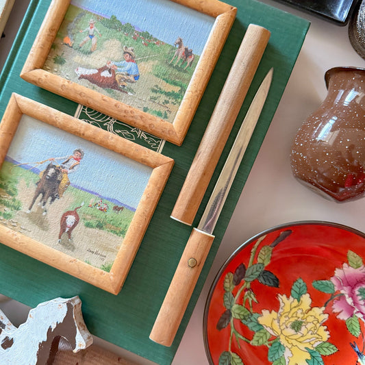 Vintage 1950s-60s Japanese Wood and Stainless Letter Knife Opener