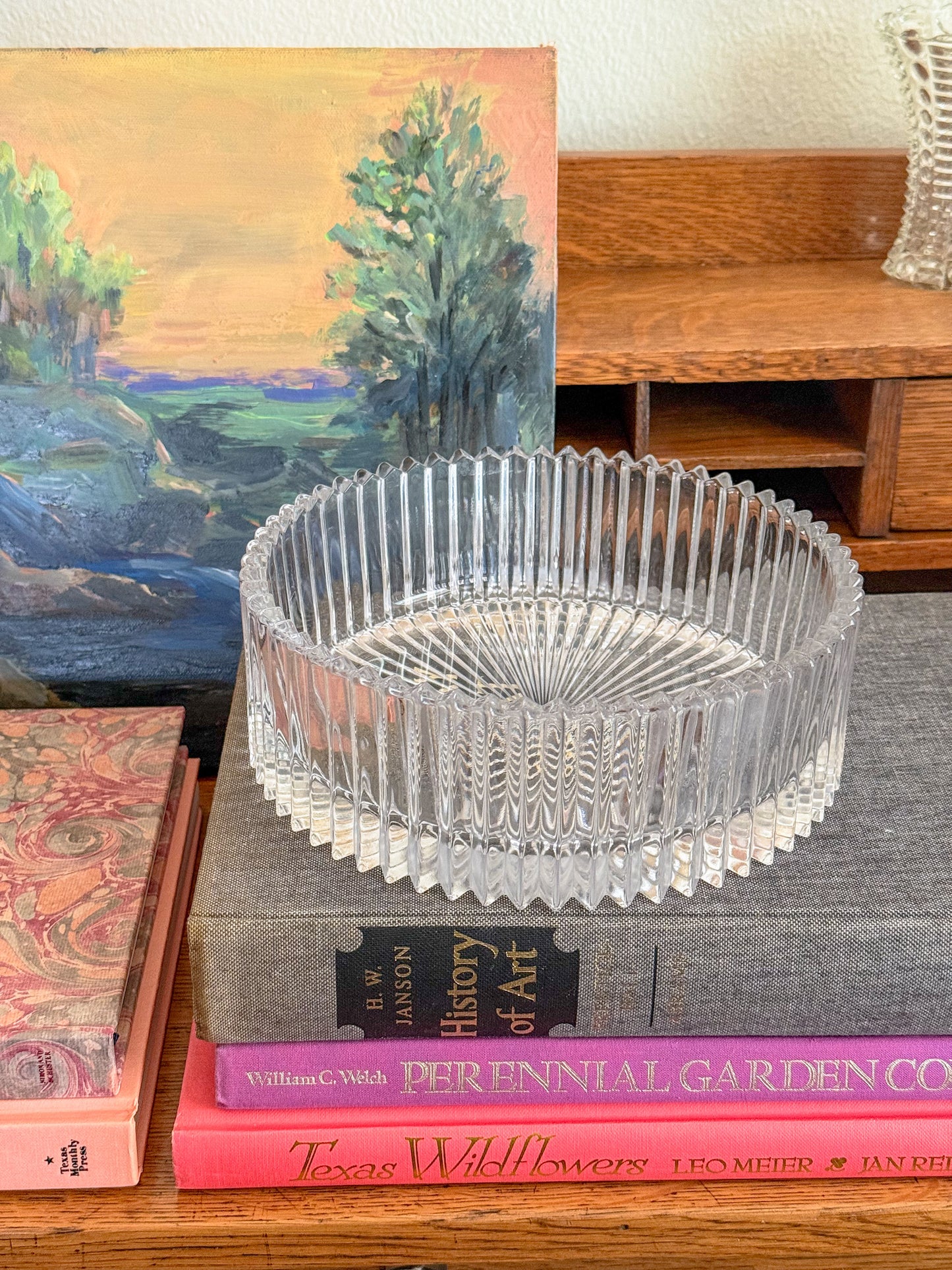 Vintage Ridged Crystal Bowl
