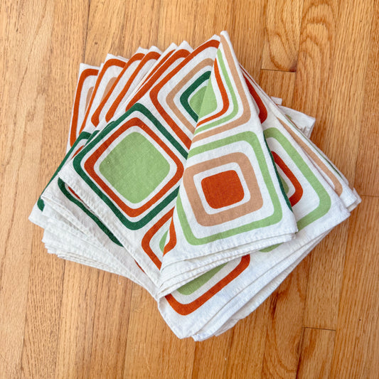 Vintage Scandinavian Modern Linen/Cotton Napkins, Set of 12