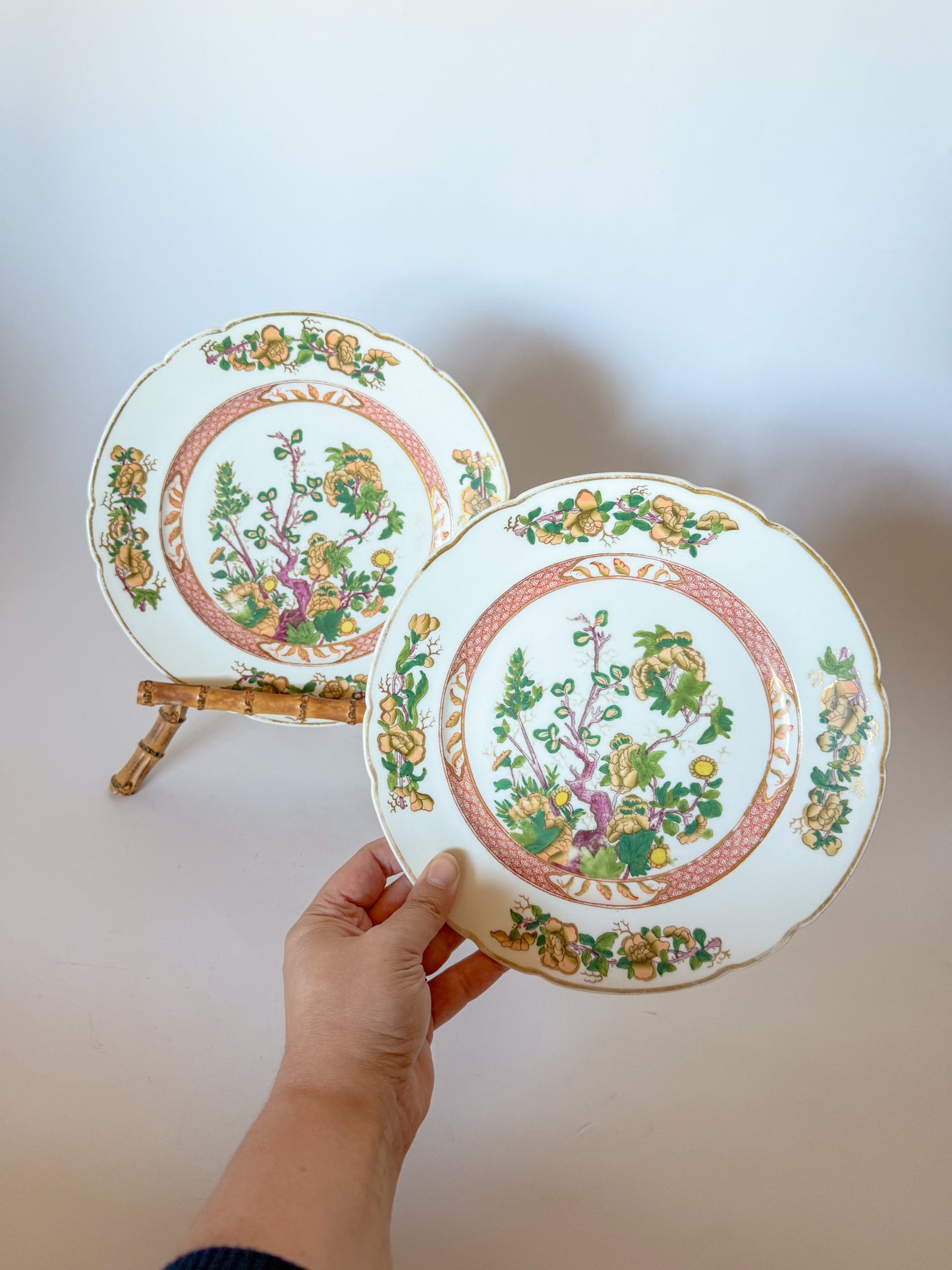 Antique Coalport Indian Tree Dinner Plates, c.1881-1890, a Pair
