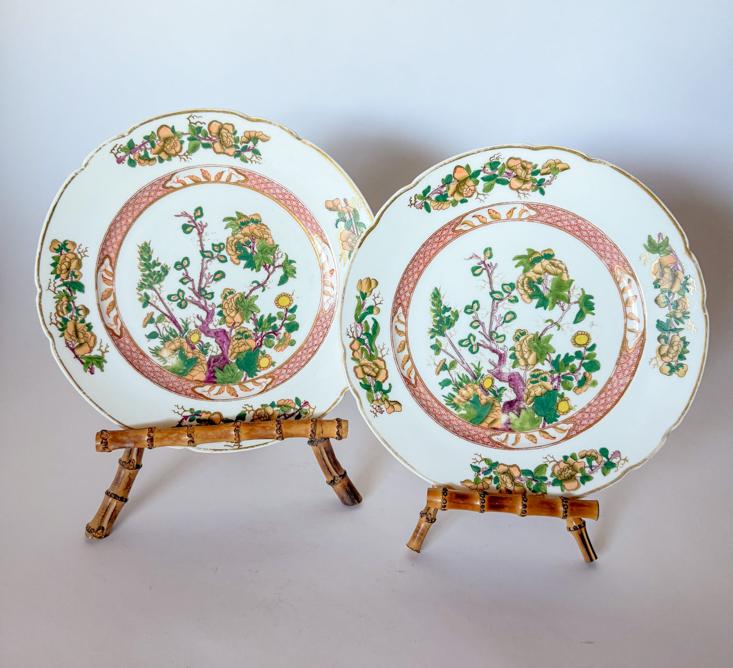 Antique Coalport Indian Tree Dinner Plates, c.1881-1890, a Pair