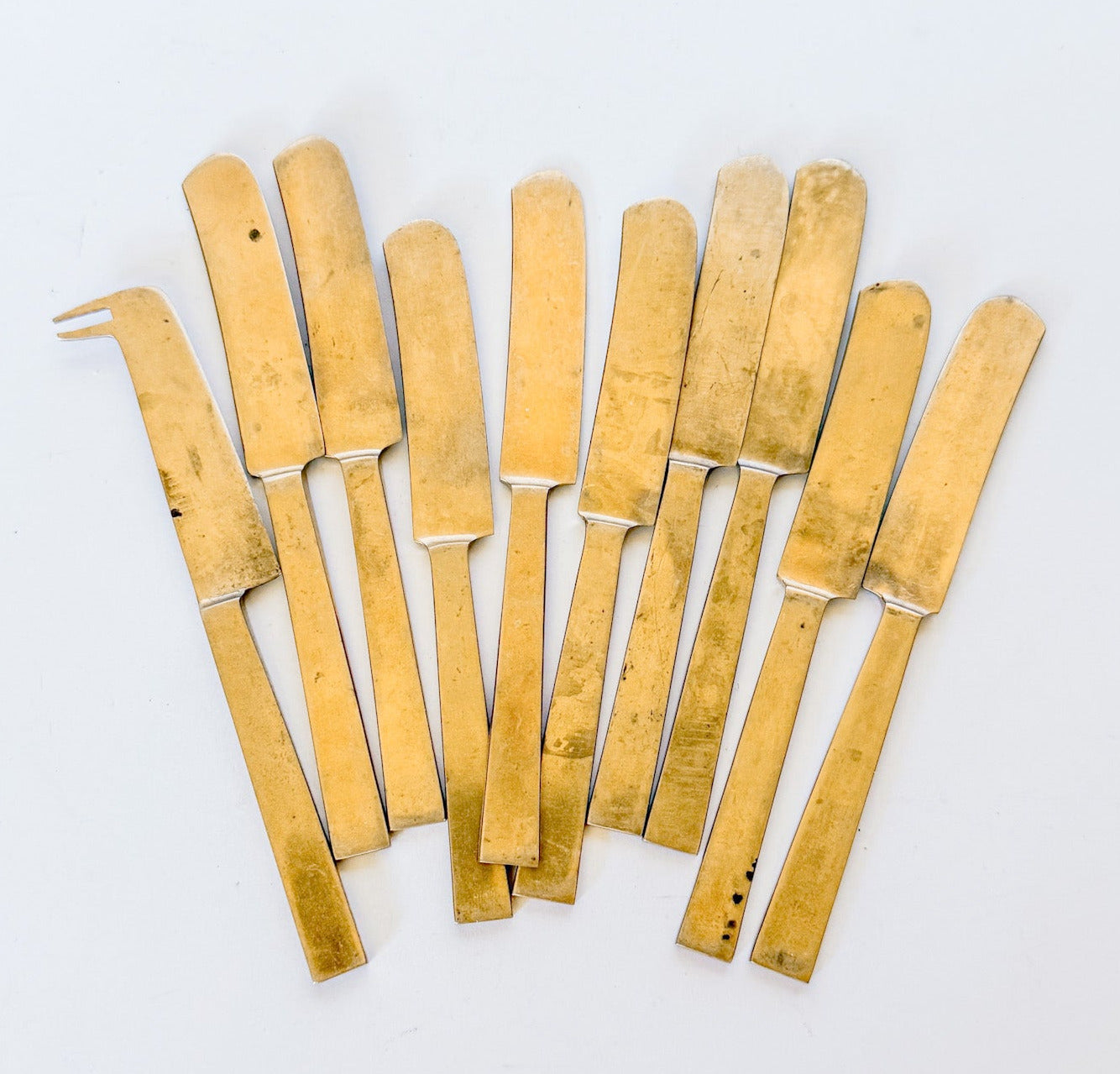 Vintage Mid Century Modern Solid Nickel Bronze Spreaders