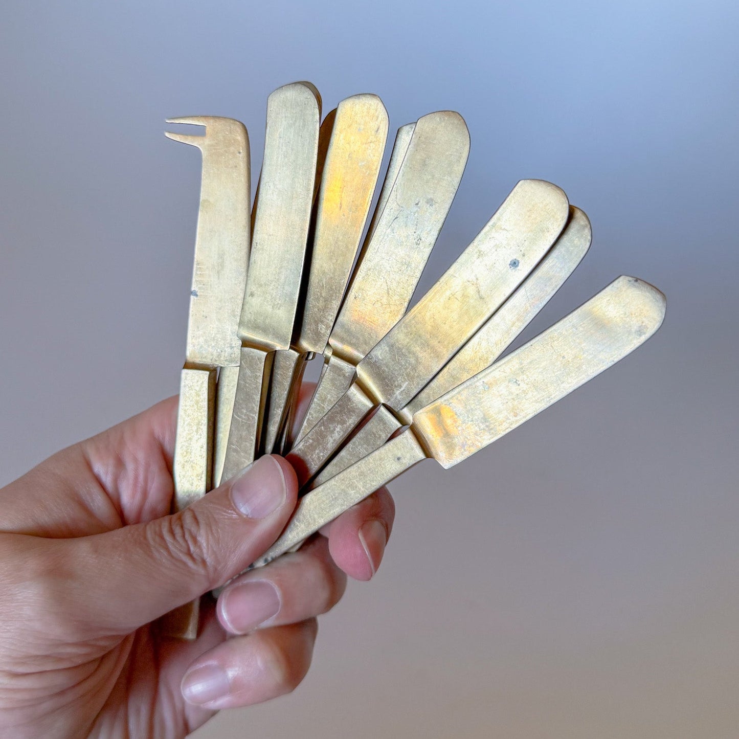 Vintage Mid Century Modern Solid Nickel Bronze Spreaders