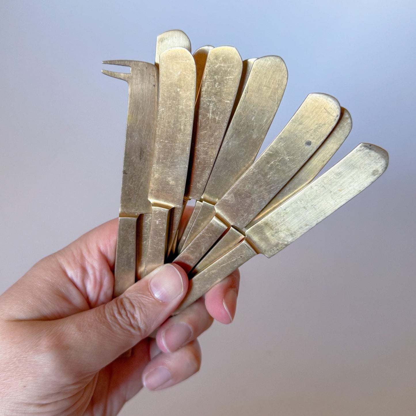 Vintage Mid Century Modern Solid Nickel Bronze Spreaders