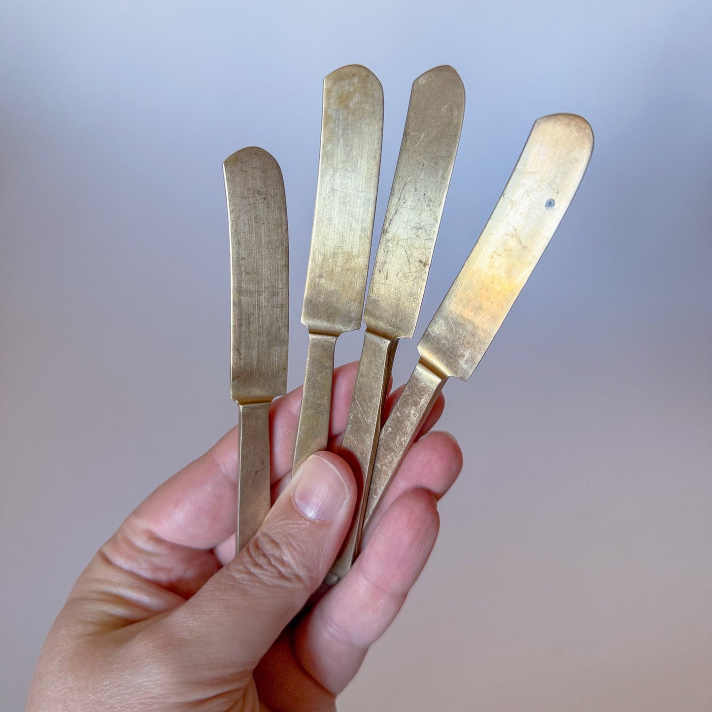 Vintage Mid Century Modern Solid Nickel Bronze Spreaders