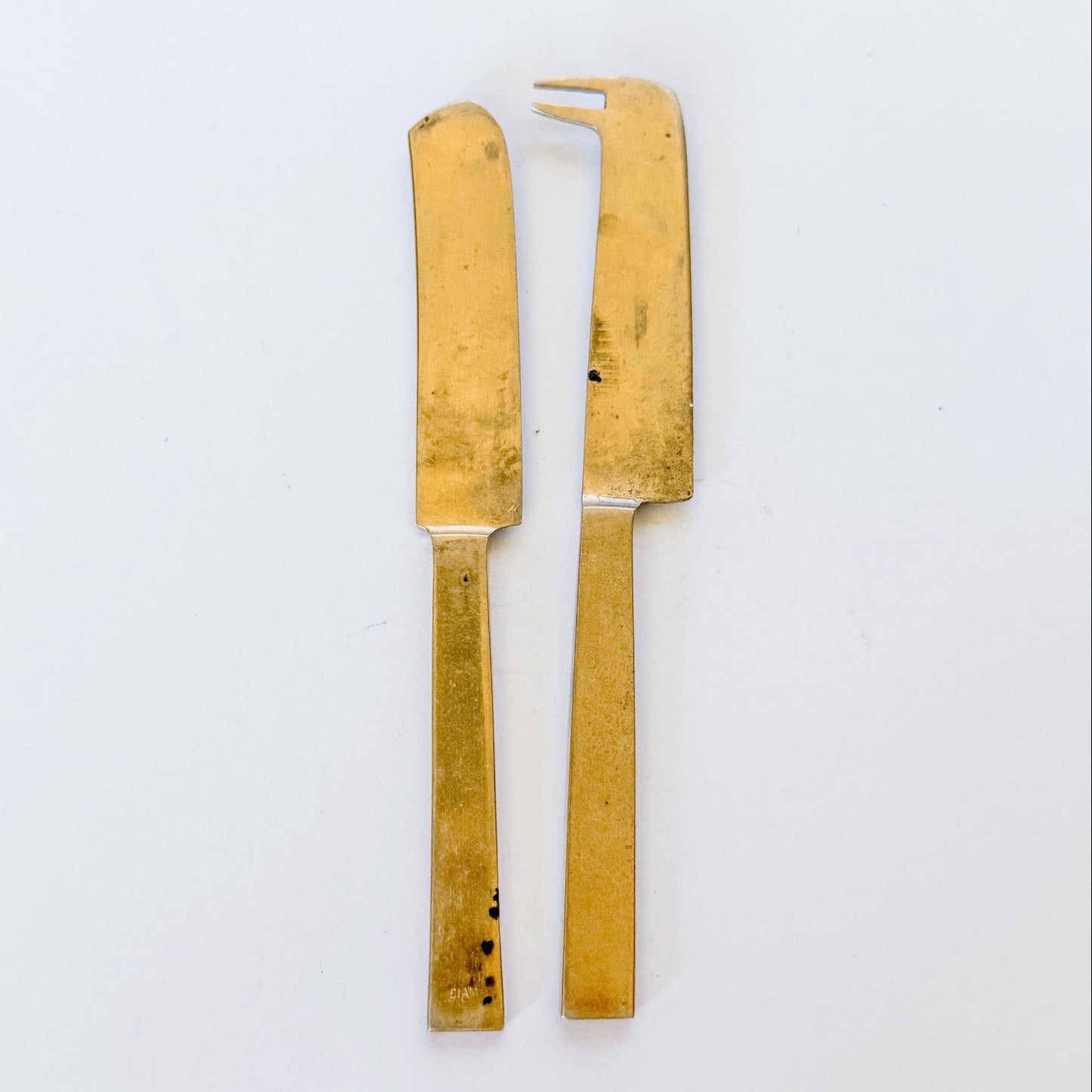 Vintage Mid Century Modern Solid Nickel Bronze Spreaders