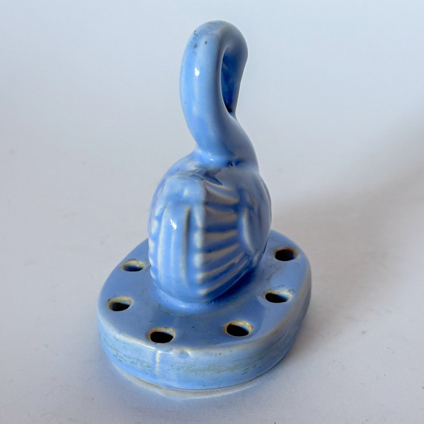 Vintage Perwinkle Swan Flower Frog by Shawnee Pottery