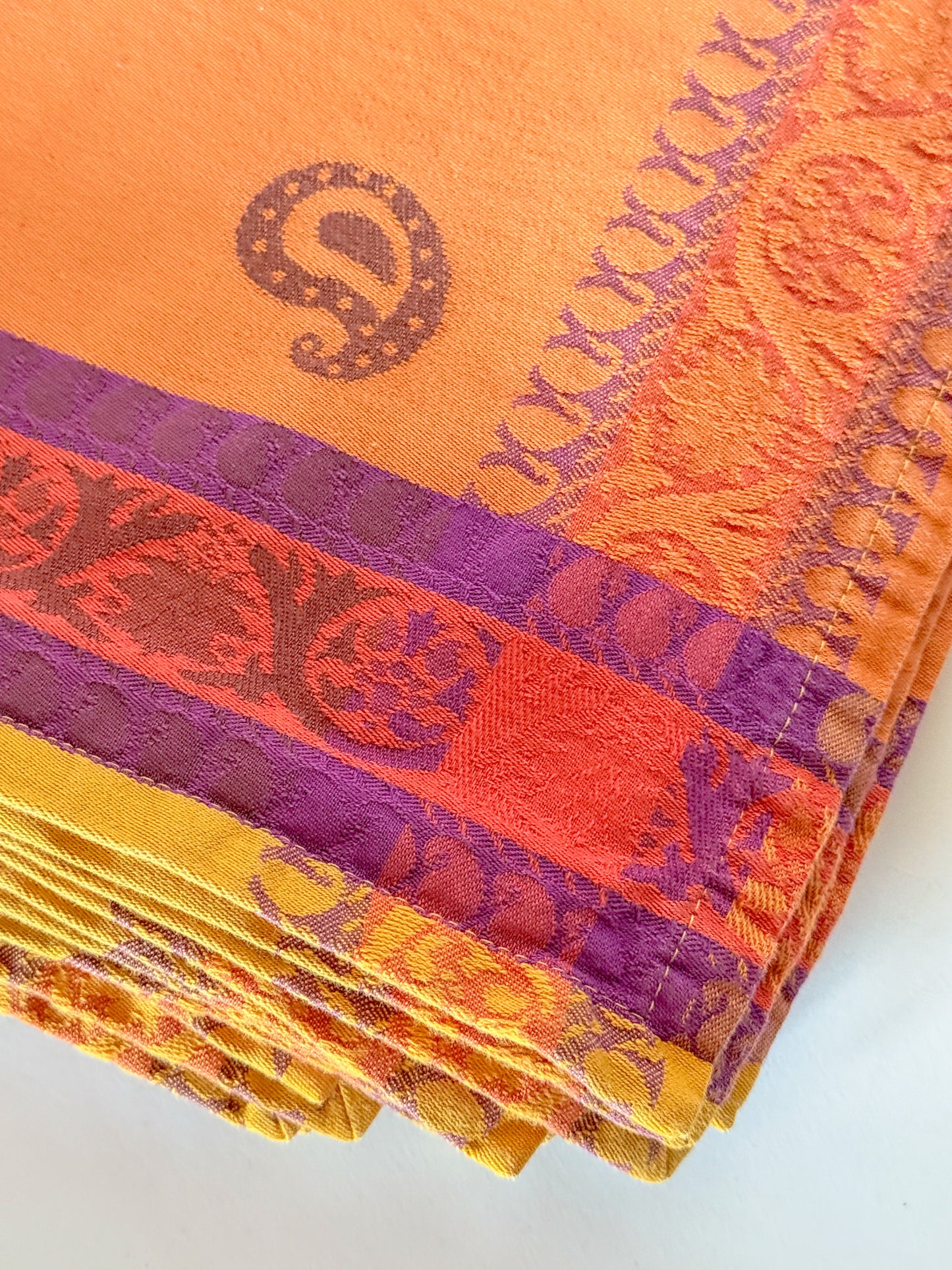 French Jacquard Cloth Napkins, Set of 7