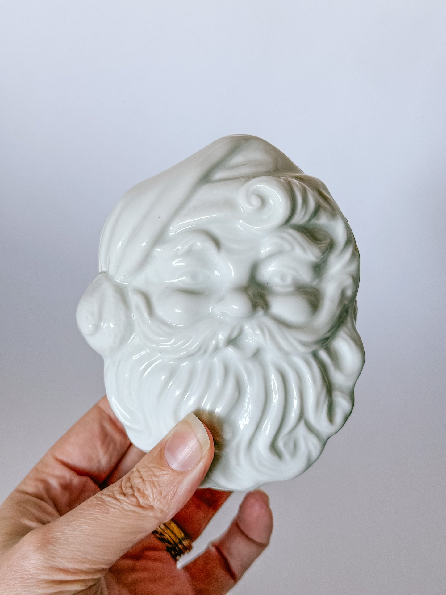 Vintage Porcelain Nesting Santa Boxes, Set of 2