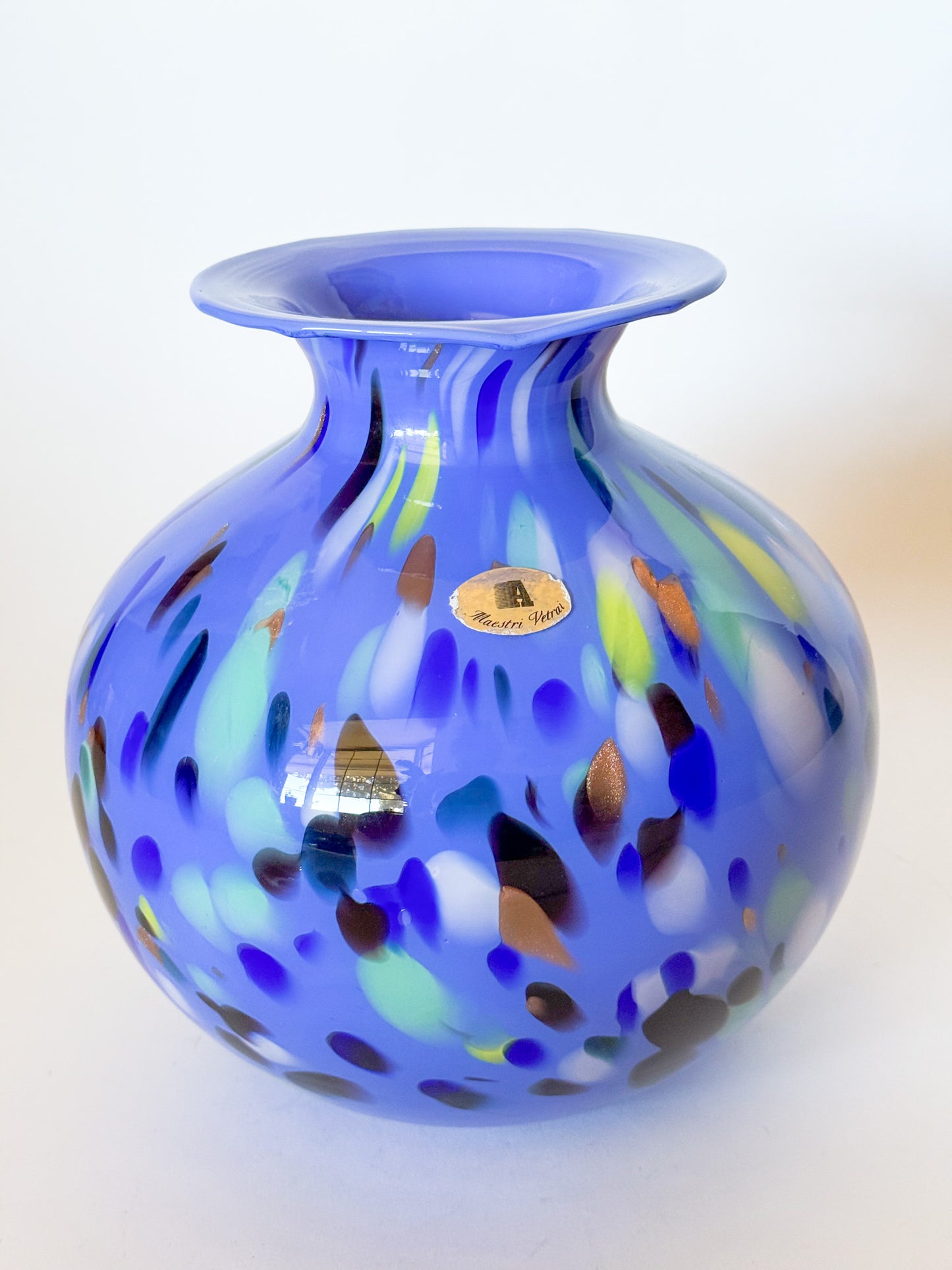 Mid Century Studio Azzurra Maestri Vetrai Murano Italy Mouth Blown Art Glass Vase