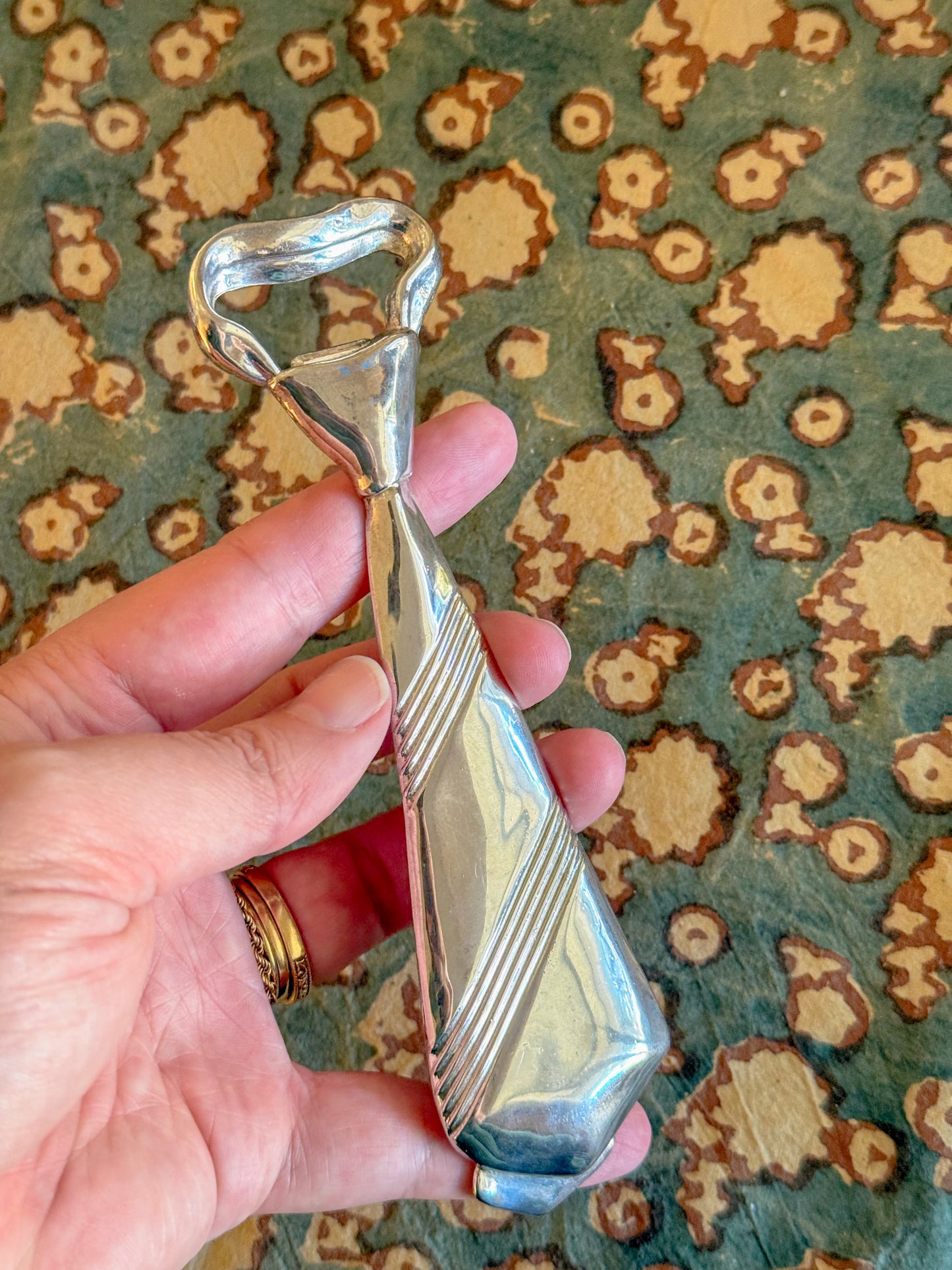 Vintage Italian Silver Plated Neck Tie Bottle Opener