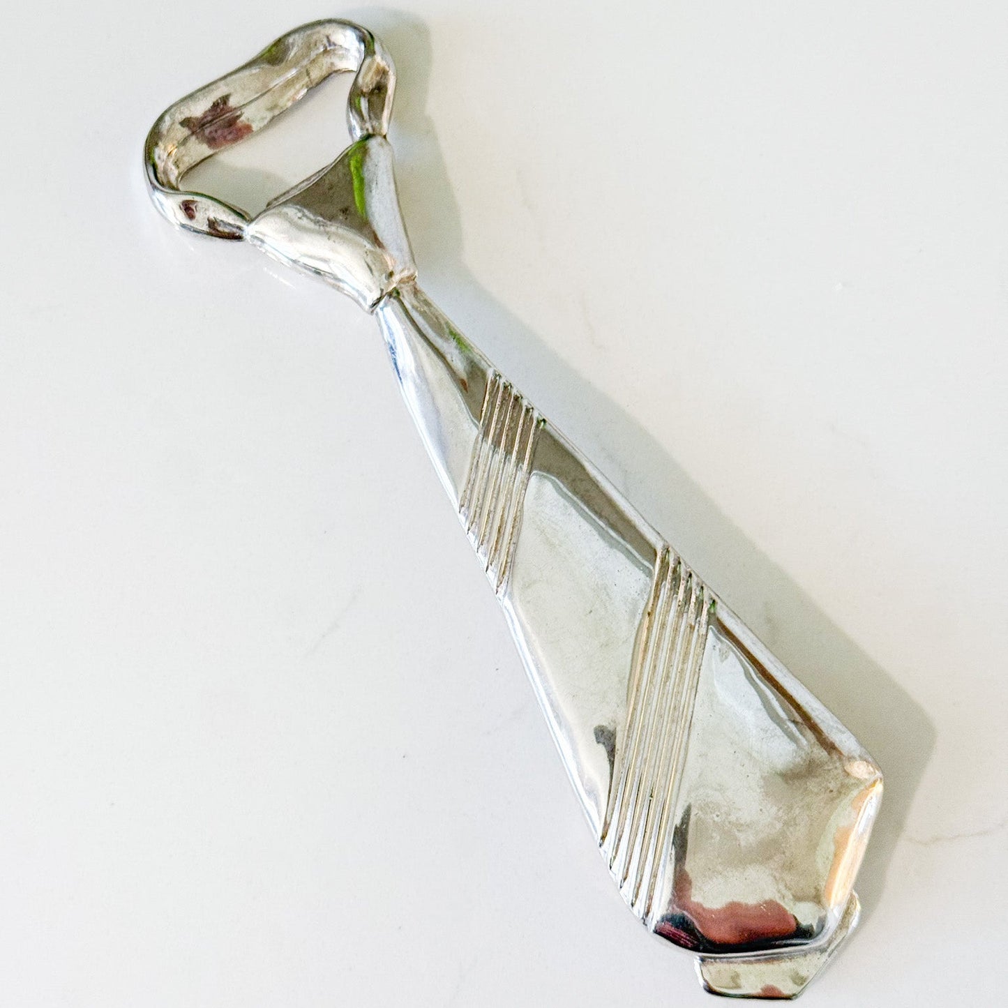 Vintage Italian Silver Plated Neck Tie Bottle Opener