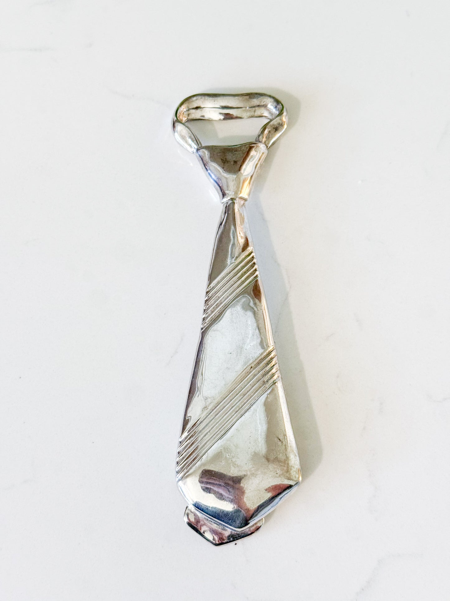 Vintage Italian Silver Plated Neck Tie Bottle Opener