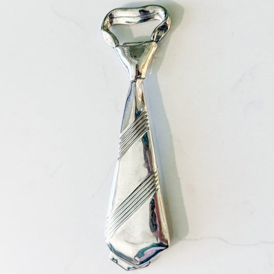 Vintage Italian Silver Plated Neck Tie Bottle Opener