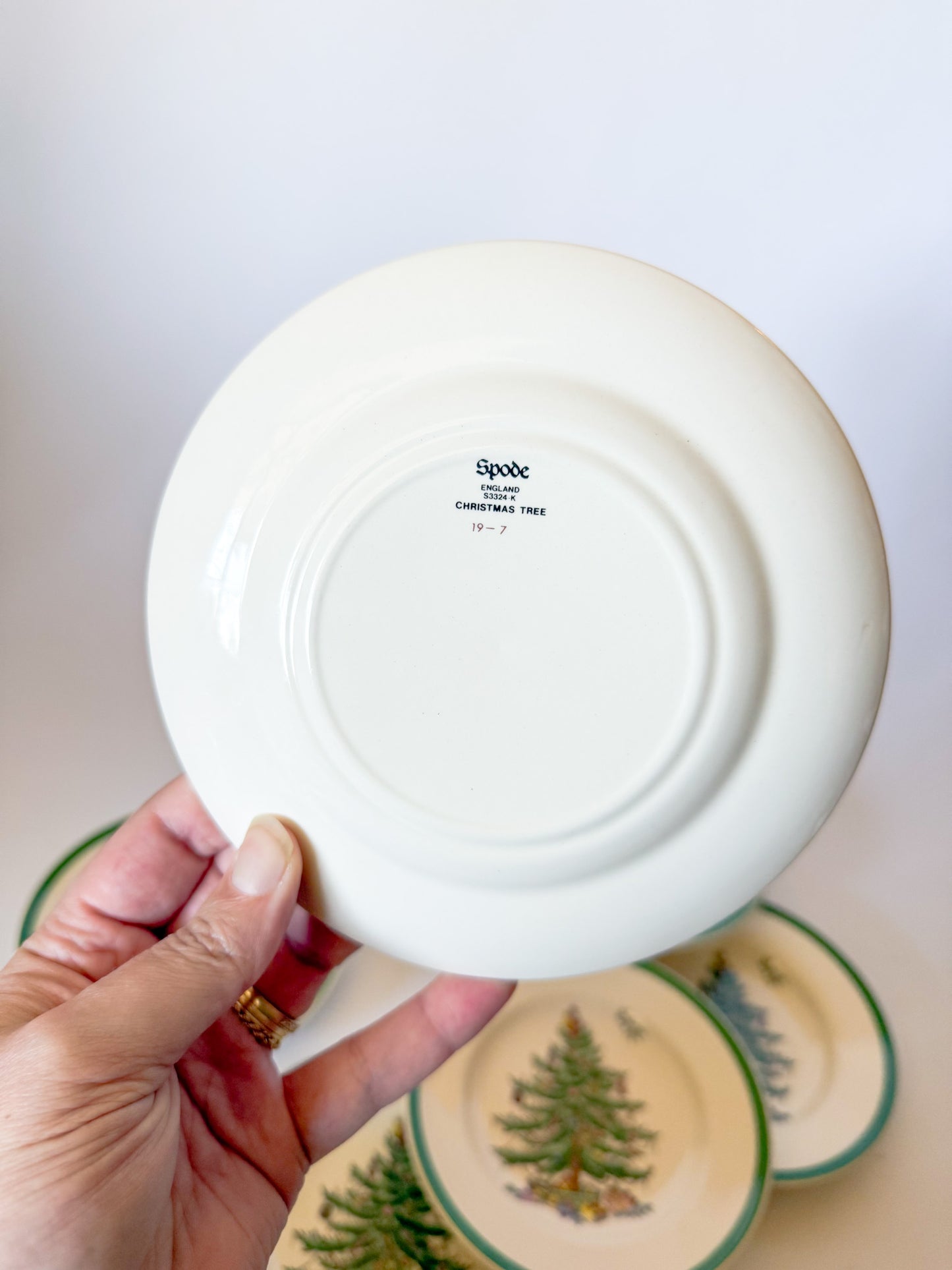 Vintage Spode Christmas Tree Dessert Plates, Set of 7