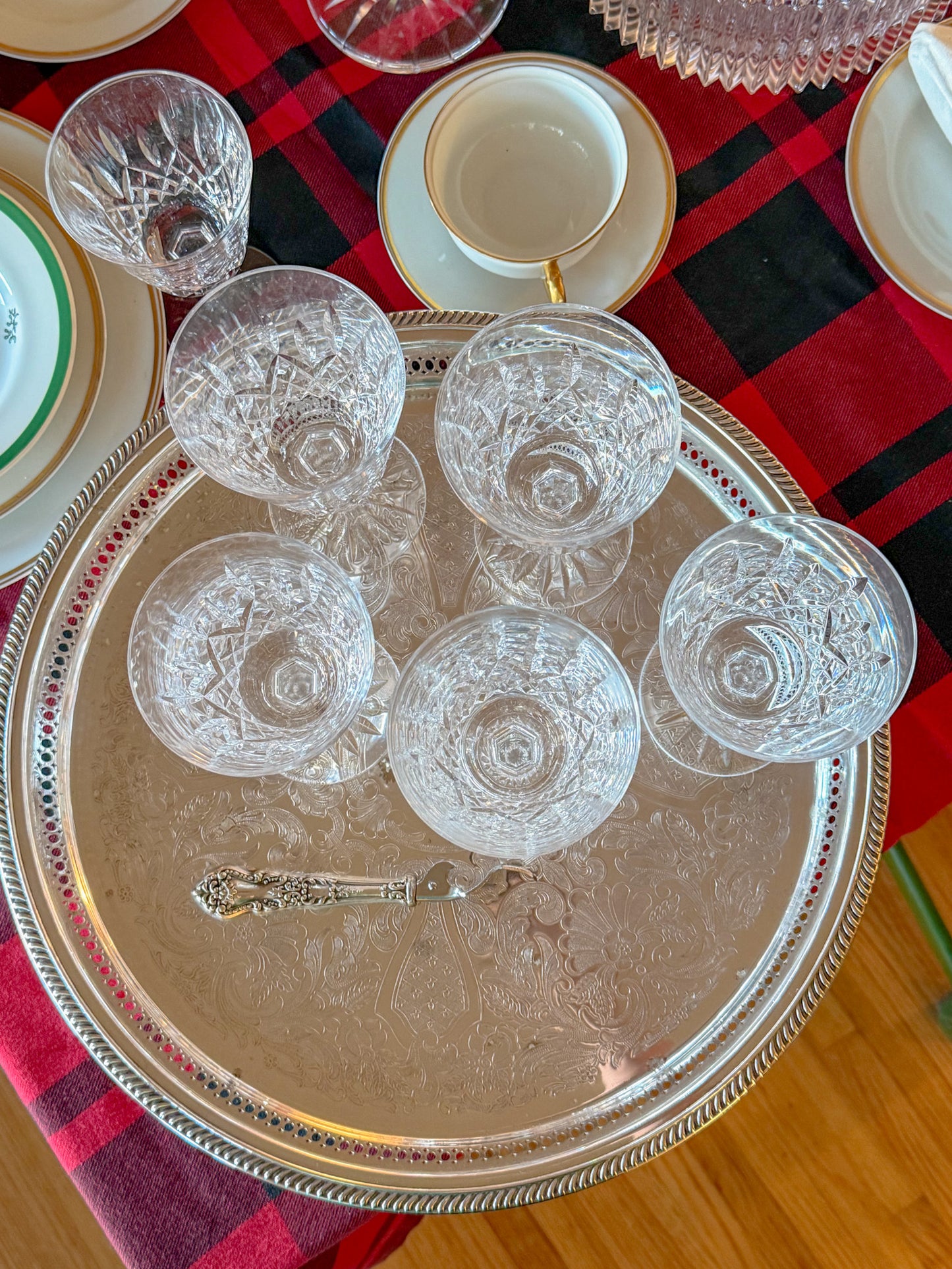 Large Vintage Etched Silver Plate Pierced Gallery Serving Tray, 15" Dia